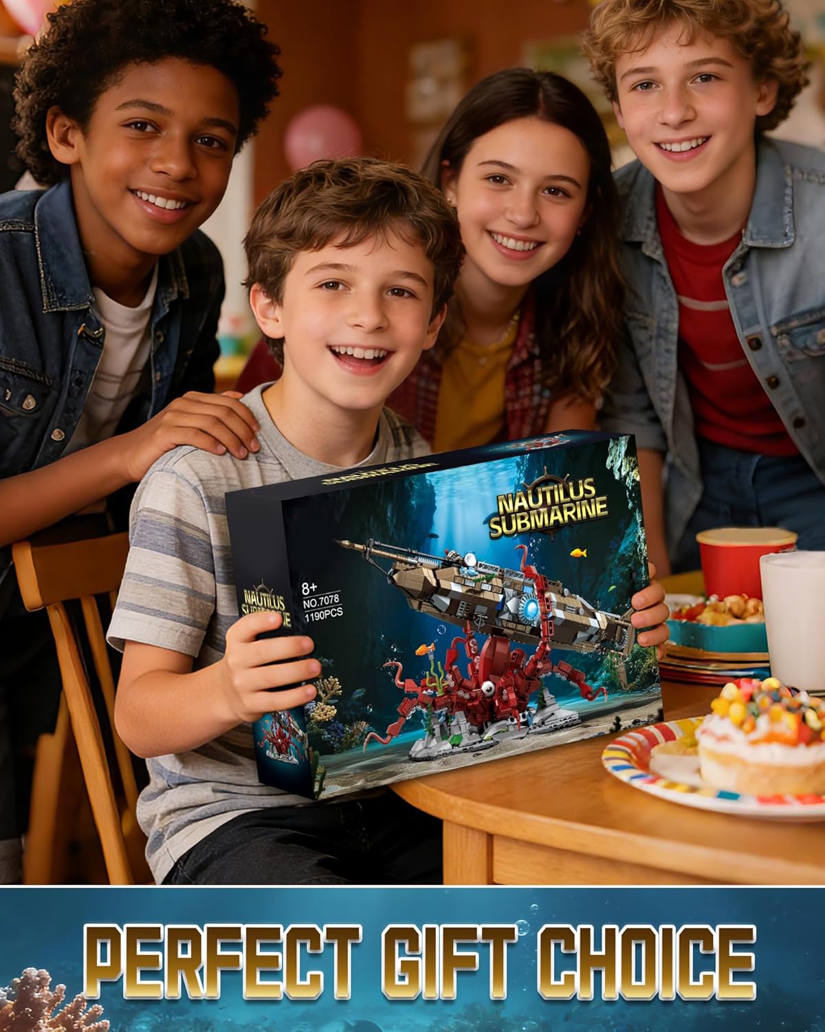 Octopus & Underwater Submarine Building Block Set for Adults, Compatible with Lego Octopus, Ocean Animal Collection Toy for Home/Office Decor, Ideas Gifts for Christmas, Birthdays