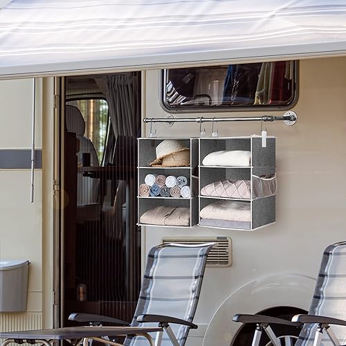 Miniatura 2 de StorageWorks Organizador de armario colgante jumbo de 6 estantes, dos estantes separables de 3 estantes, gris, lienzo, 13 pulgadas de profundidad x