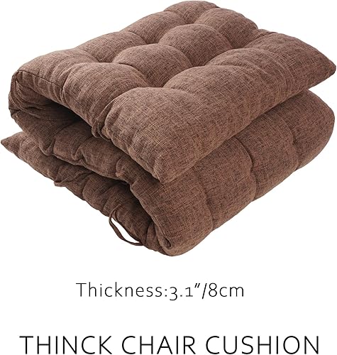 Miniatura 5 de ELFJOY Cojines para sillas de patio, cojines acolchados gruesos para sillas de descanso, cojines de banco y sofá biplaza (café)