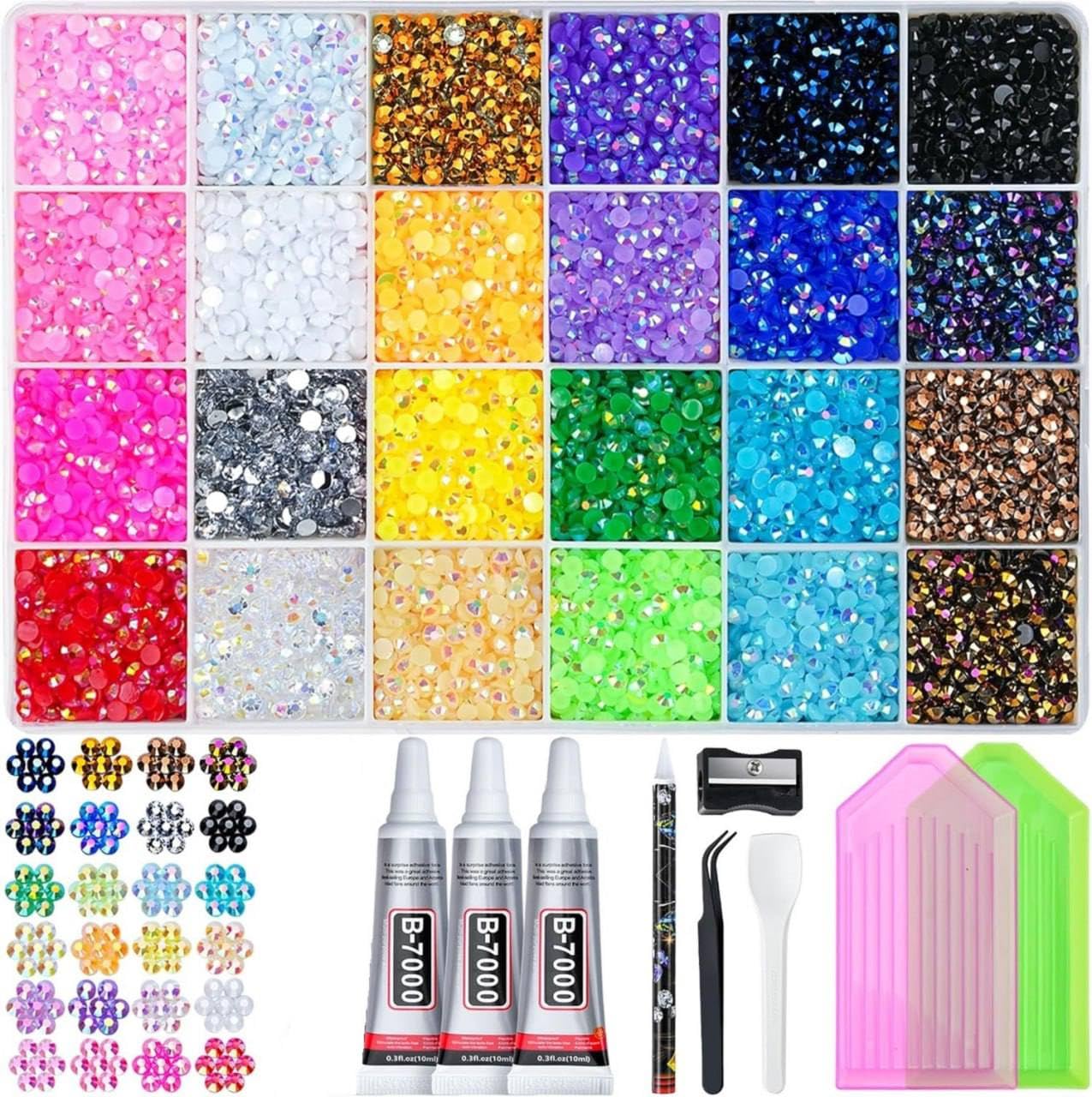 DRIMZ DIY Rhinestone Bedazzling Kit with 24 Color Flatback Gems, Dual Wax Pens, Tweezers & Glue Tray | Crystal Gem Art Craft Set for Clothes, Shoes, Tumblers, Phone Cases & DIY Decoration-image-36