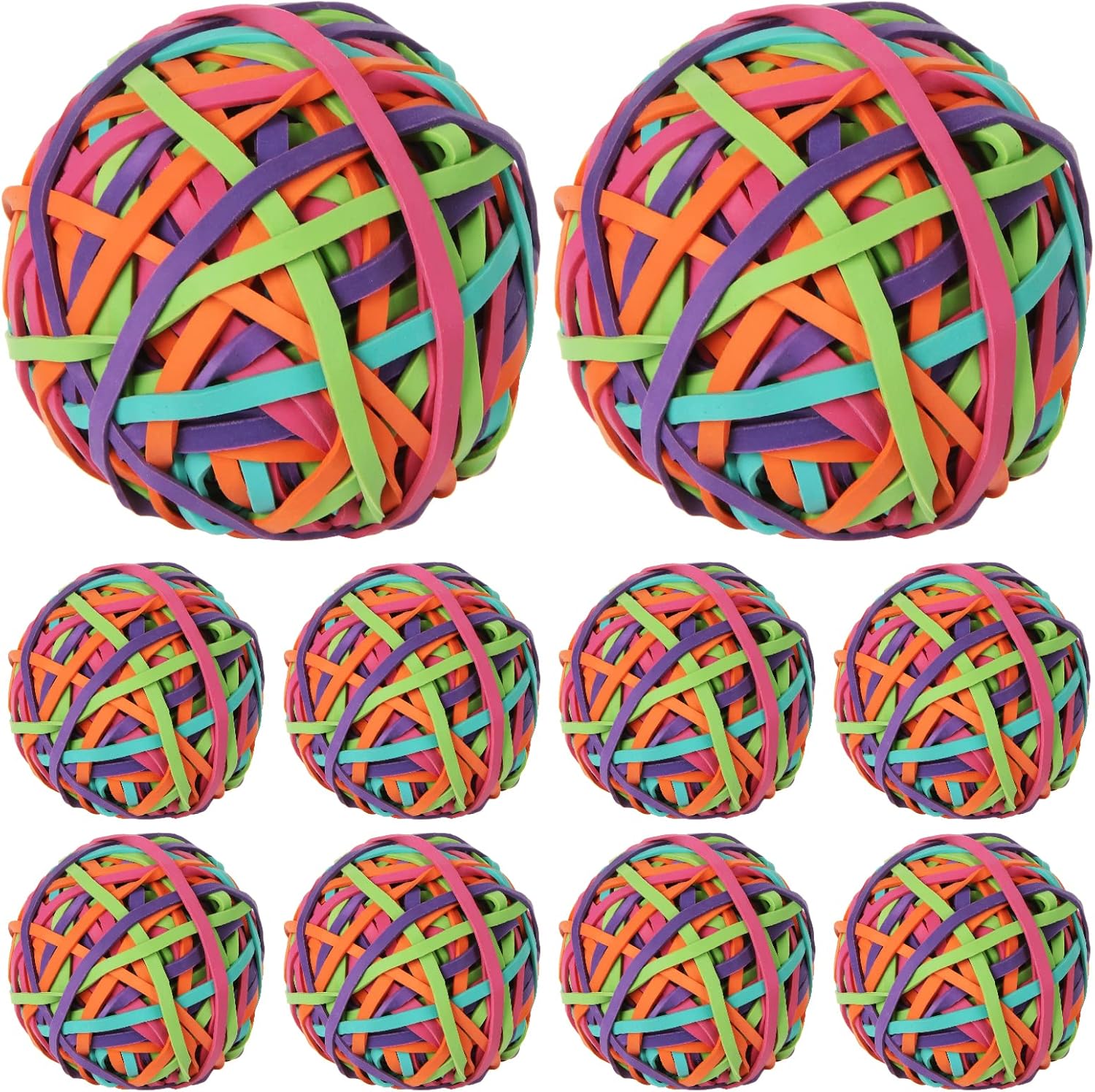 CYEAH 10PCS Colorful Rubber Band Ball, Assorted Color Rubber Bands Stretchable Rubber Band Balls, Stationery Holder Band Loops for Arts Crafts Document Office Supplies Organizing
