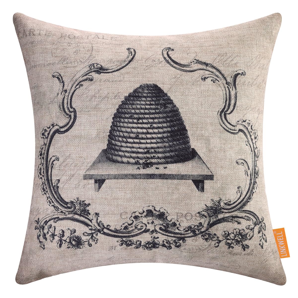 LINKWELL Bee Hive Decorative Pillow Cover 18x18 Inch Farmhouse Throw Pillow Cover for Couch Living Room Farm Decorations for Home Summer Decor CC1966