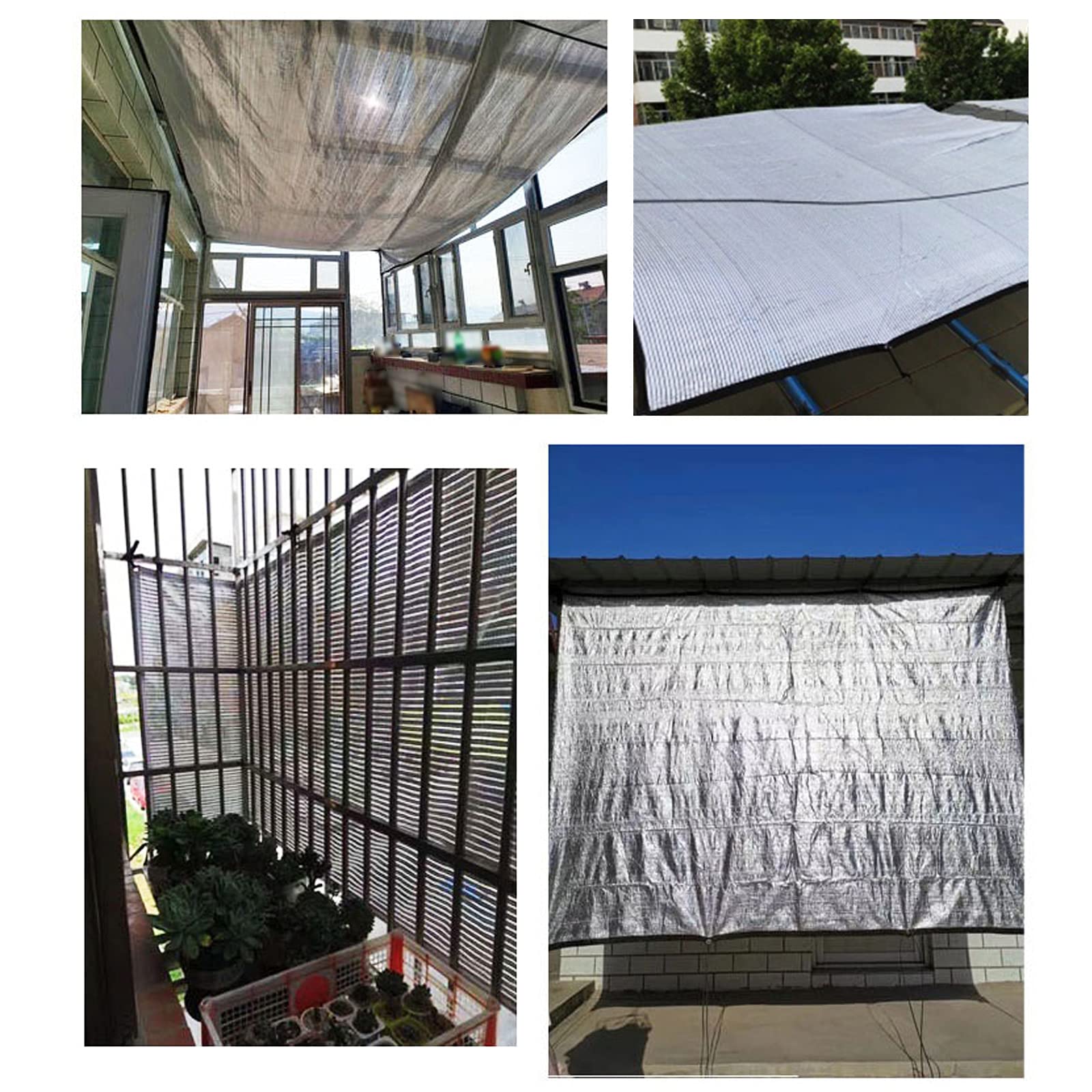 Cubierta de tela reflectante de aluminio e 99% de protección UV, lona de malla transpirable para invernadero y patio (2 x 8 m)