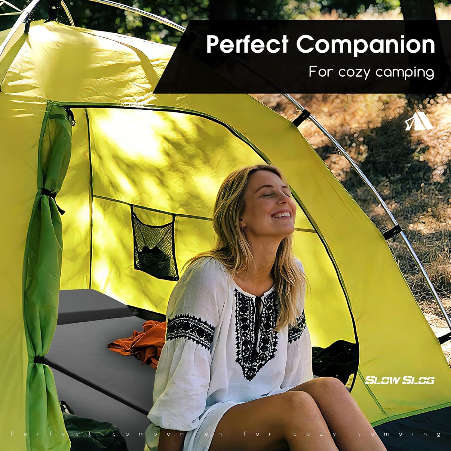 4in Foam Camping Mattress with Built-in Pillow, Self-Inflating Single Sleeping Pad Includes Pump Sack, All-Season Portable Pad for Camping and Backpacking, Gray