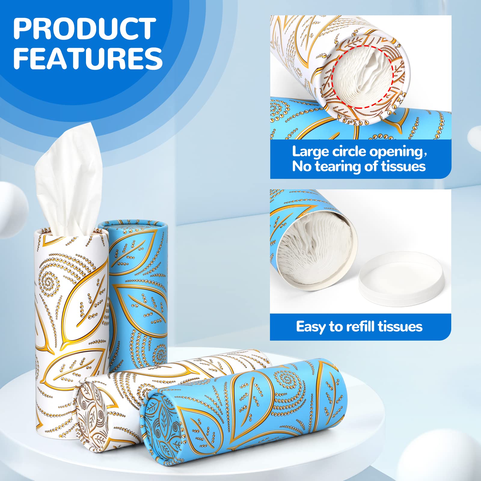 Lot De 4 Porte-mouchoirs Rétractables Pour Voiture, Cylindriques