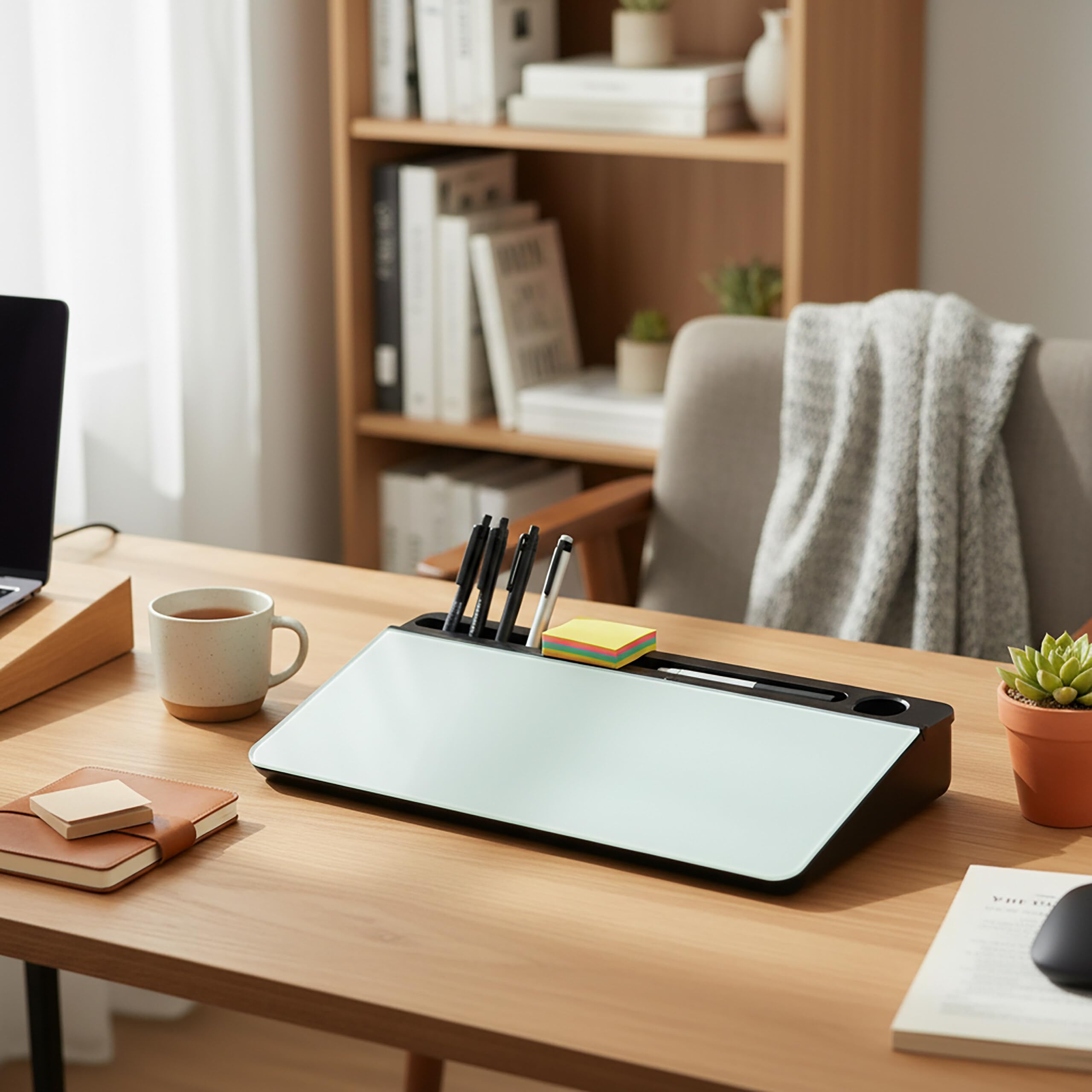 Image secondaire de Organiseur de Bureau Noir Relaxdays avec Tableau Blanc et 5 Compartiments