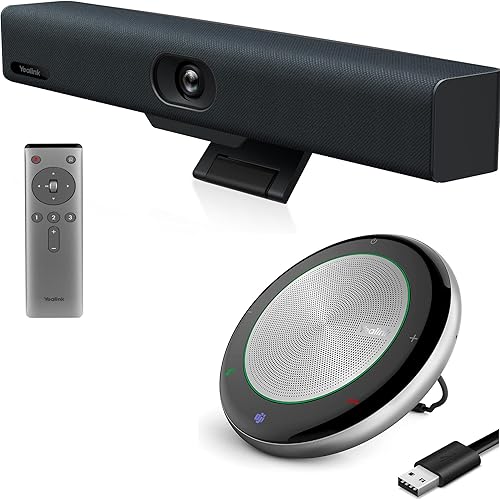 Yealink Sistema de videoconferencias y audio Barra de video para conferencias UVC34 y CP700 Equipos optimizados USB Bluetooth altavoz de conferencia