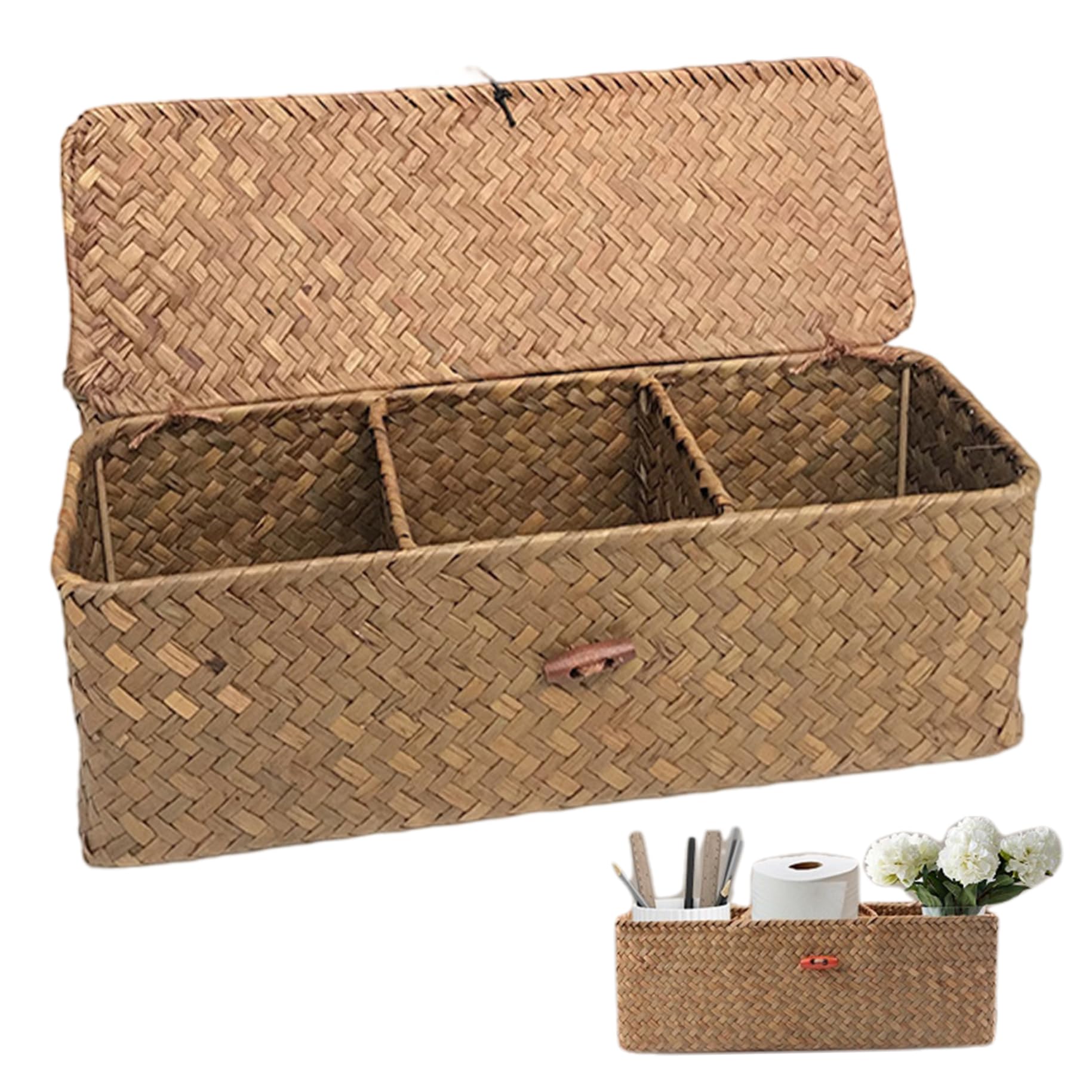 Organizador de cesta de baño tejida ideal para la tapa del tanque y el tocador