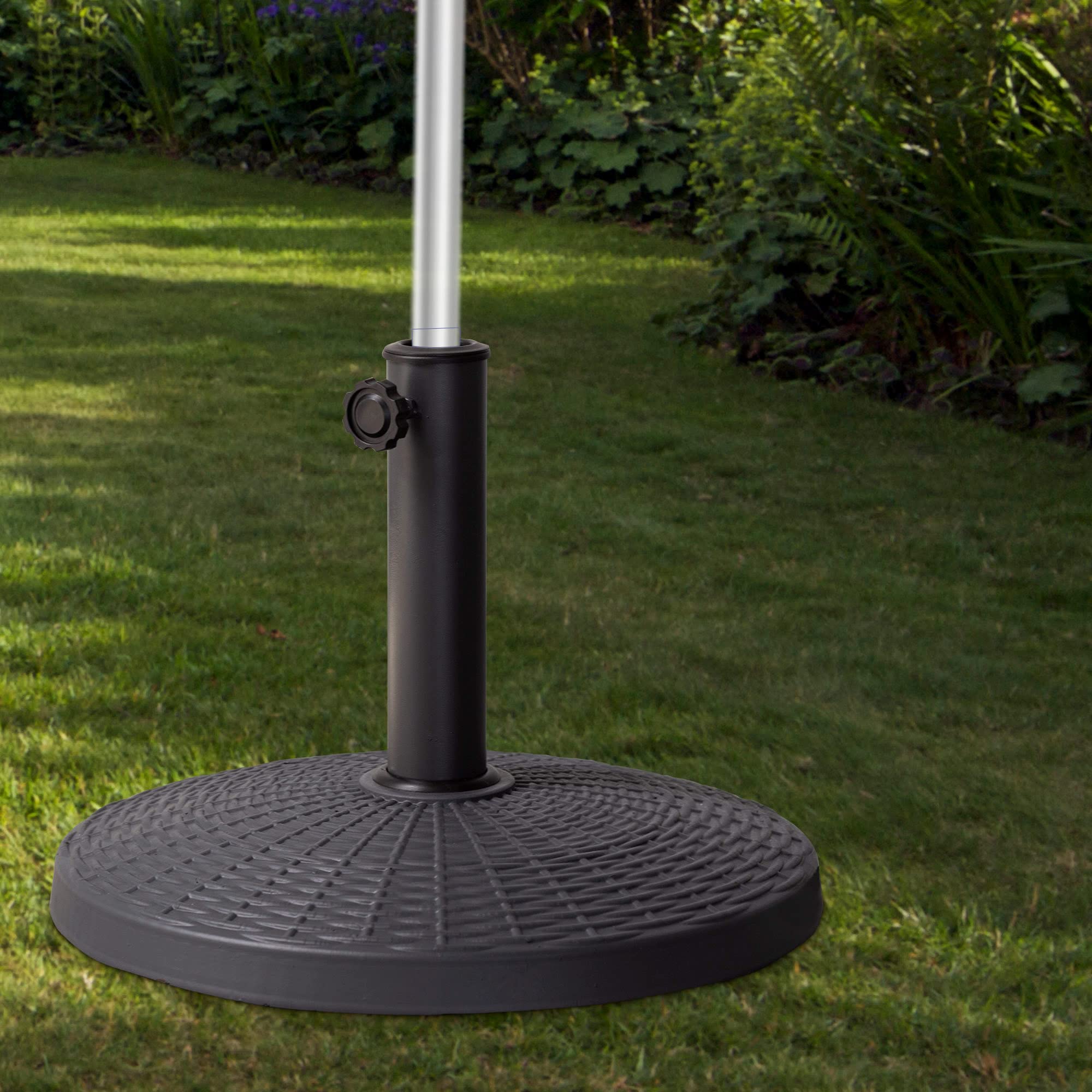 AKTIVE Pied de Parasol Rond, Parasol d'Extérieur 44,5 X 33 cm, Polyrésine Noire, Tube Acier Ø 38-48 mm, Pieds de Parasol, Jardin, Terrasse, Résistant, Réglable, Durable (53902)
