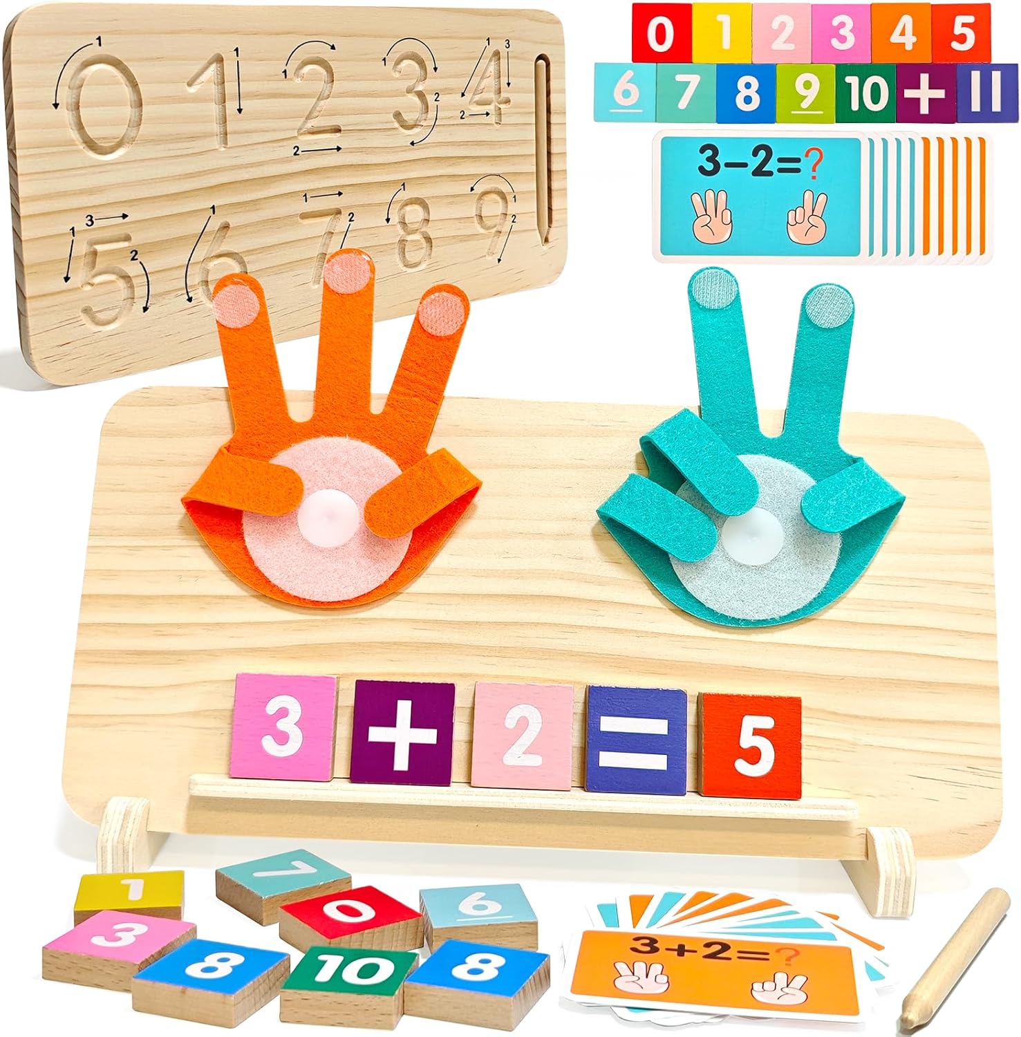 Montessori Learning Toys for Toddlers, 2 in 1 Finger Counting & Number ...