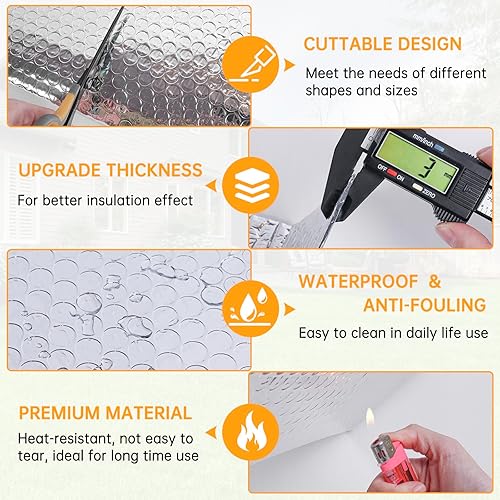 Miniatura 2 de Aislamiento de lámina reflectante, hoja de aislamiento de burbujas reflectantes, escudo de burbujas de papel de aluminio, rollo de barrera radiante