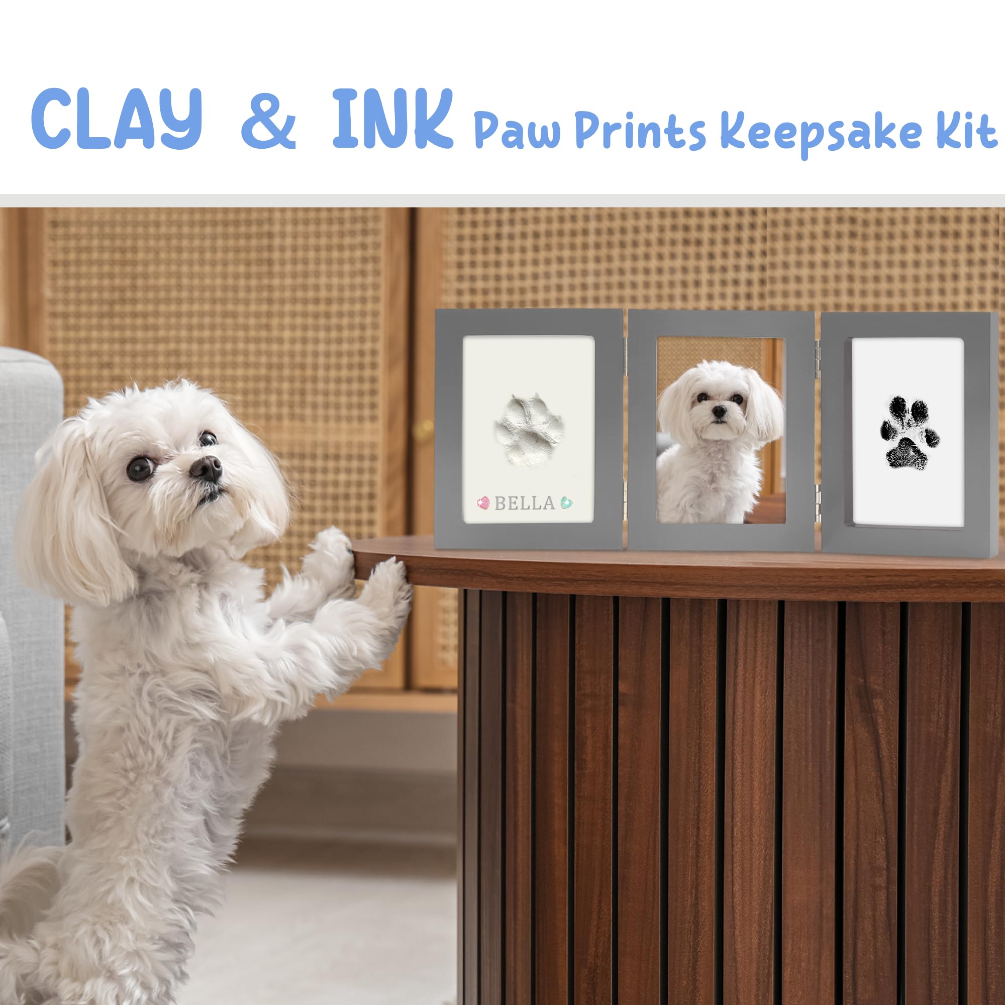 MYPAWLETS Kit de Huellas de Patas, Marco de Tinta y Arcilla para Huellas de
