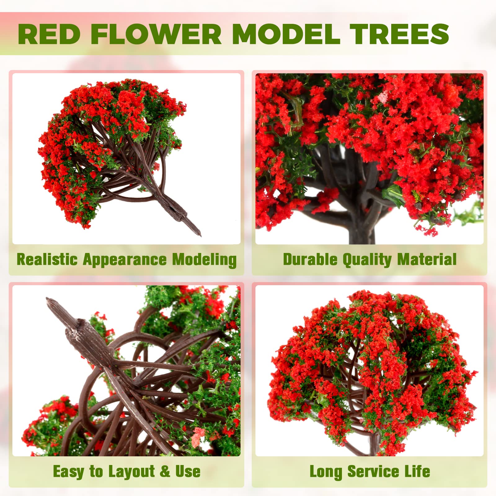 10pcs 4cm/5cm Multicolors Toys For Kids Model Train Artificial Scenery Trees Miniature Flower Tree Railroad Decoration Building Landscape Accessories 5cm