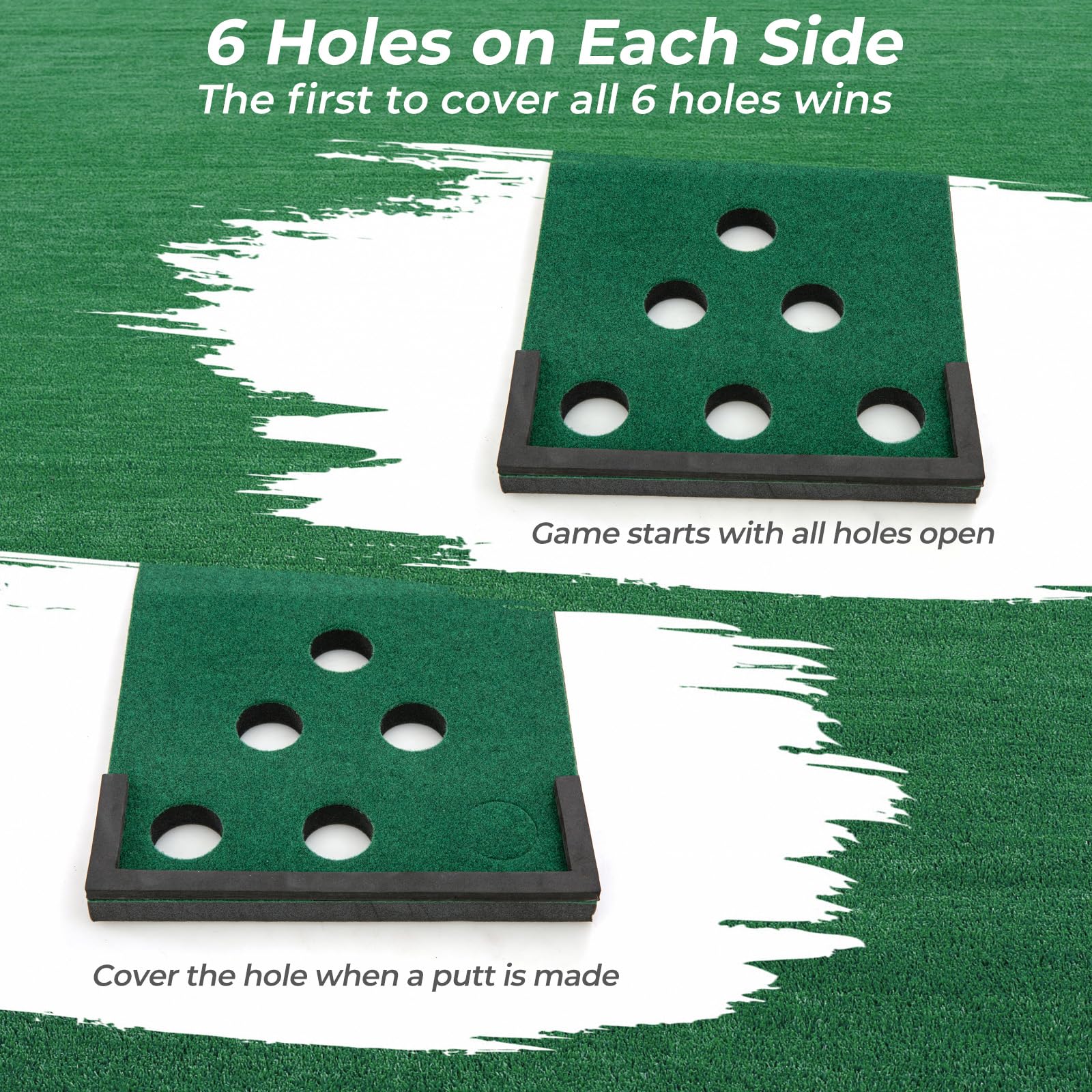 Tangkula 11 FT Golf Pong Putting Game Set, Indoor Outdoor Putting Green Mat with 2 Adjustable Putters, 6 Balls & 12 Hole Covers for Party, Backyard, Home & Office, Golf Practice Training Mat (11 FT)