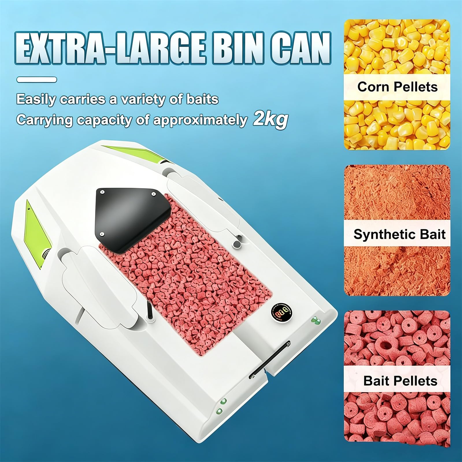 Bateau Amorceur Avec Double Batterie Et Feux De Pêche Nocturne,Bateau Amorceur Radiocommandé Intelligent,Portée 500M,Trémie De Chargement 2Kg,Détecteur De Poissons Pour Largage D'appâts Et D'hameçons
