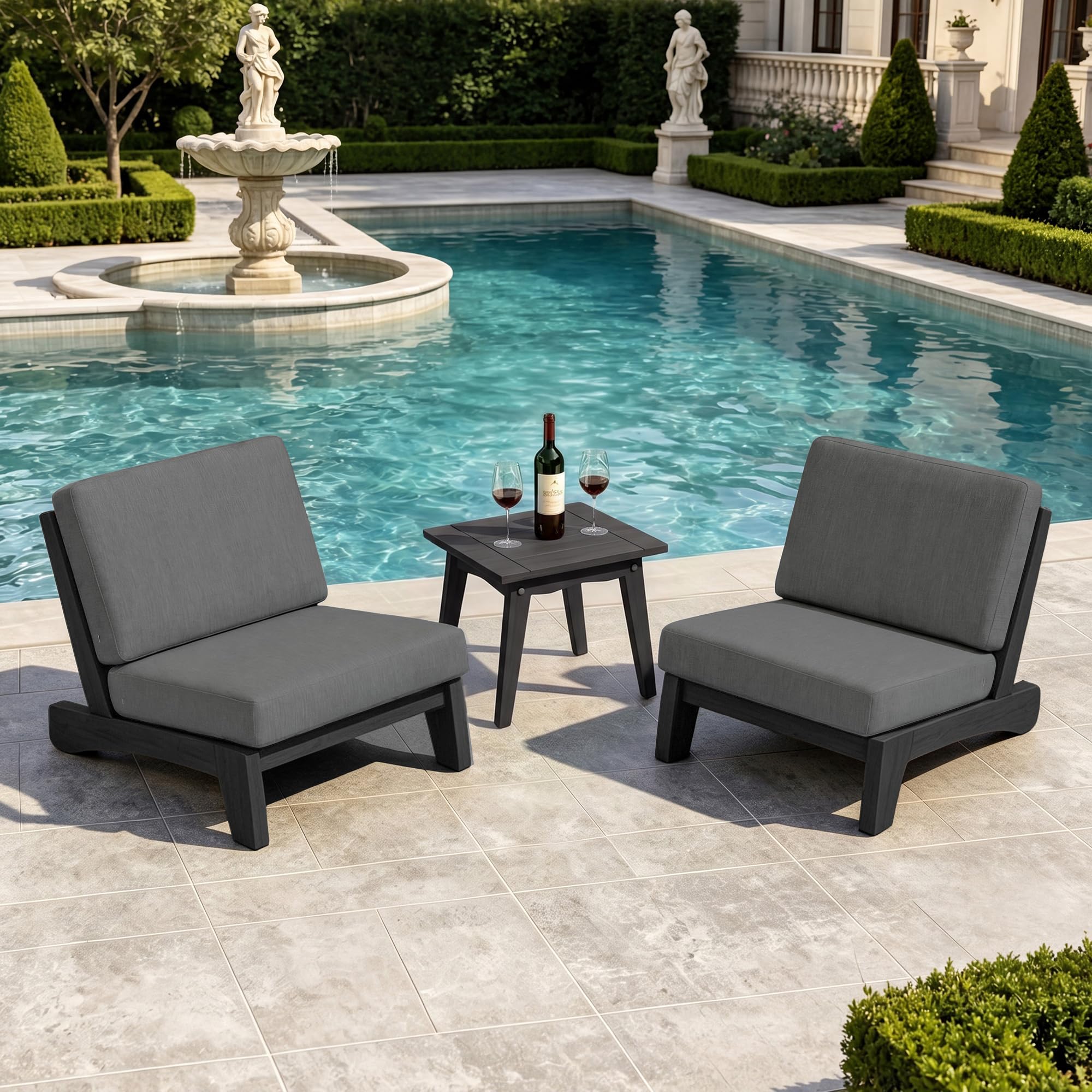 Pia Ricoo 3 Piece Patio Chairs Bistro Set with Coffee Table
