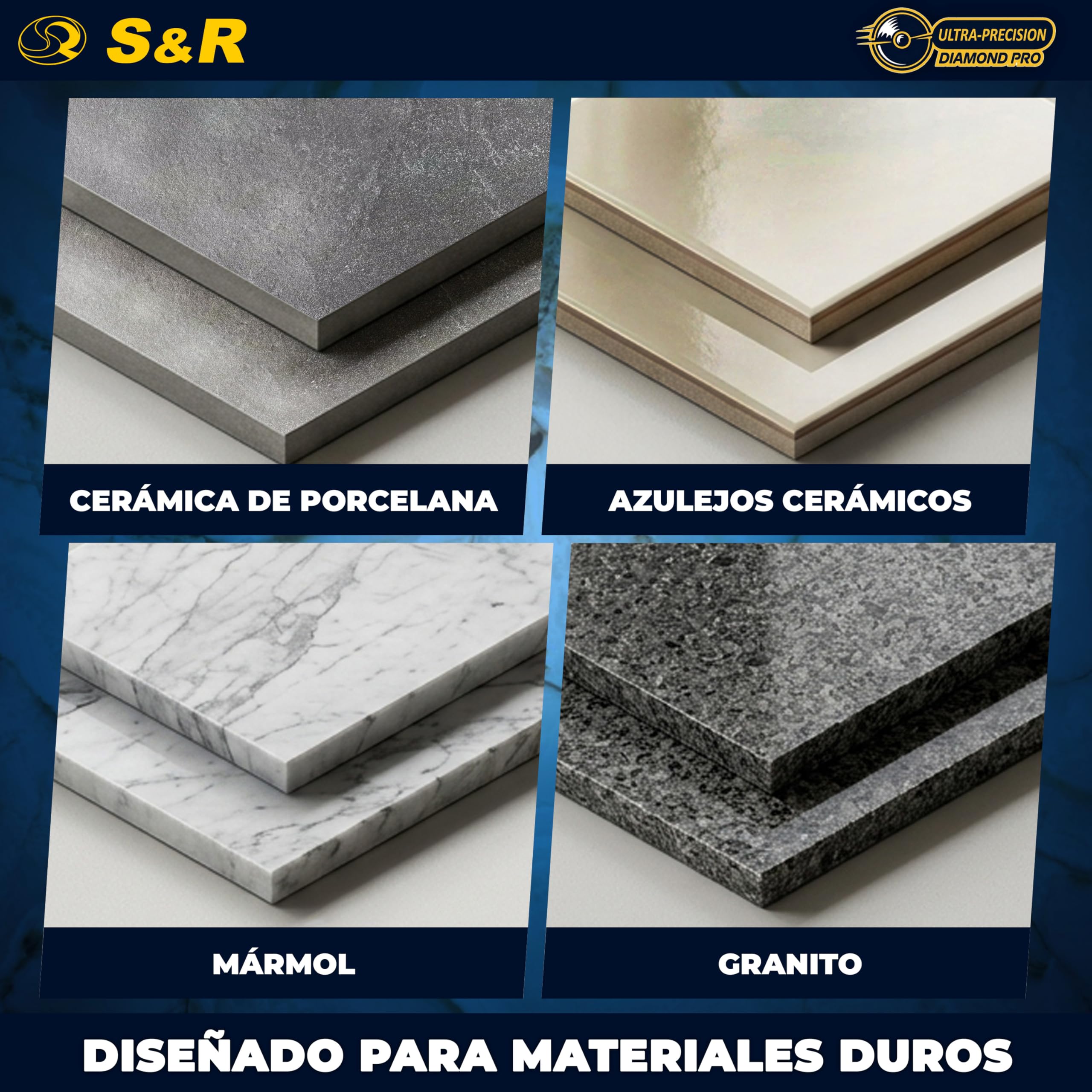 S&R Disco Corte Porcelanico 115 Disco Diamante 115mm Azuleos Cerámica Baldosas Granito y Mármol. Disco Porcelanico 115 Radial diamantado para Amoladora 115 y 125 Bosch Ruby Makita Dewalt