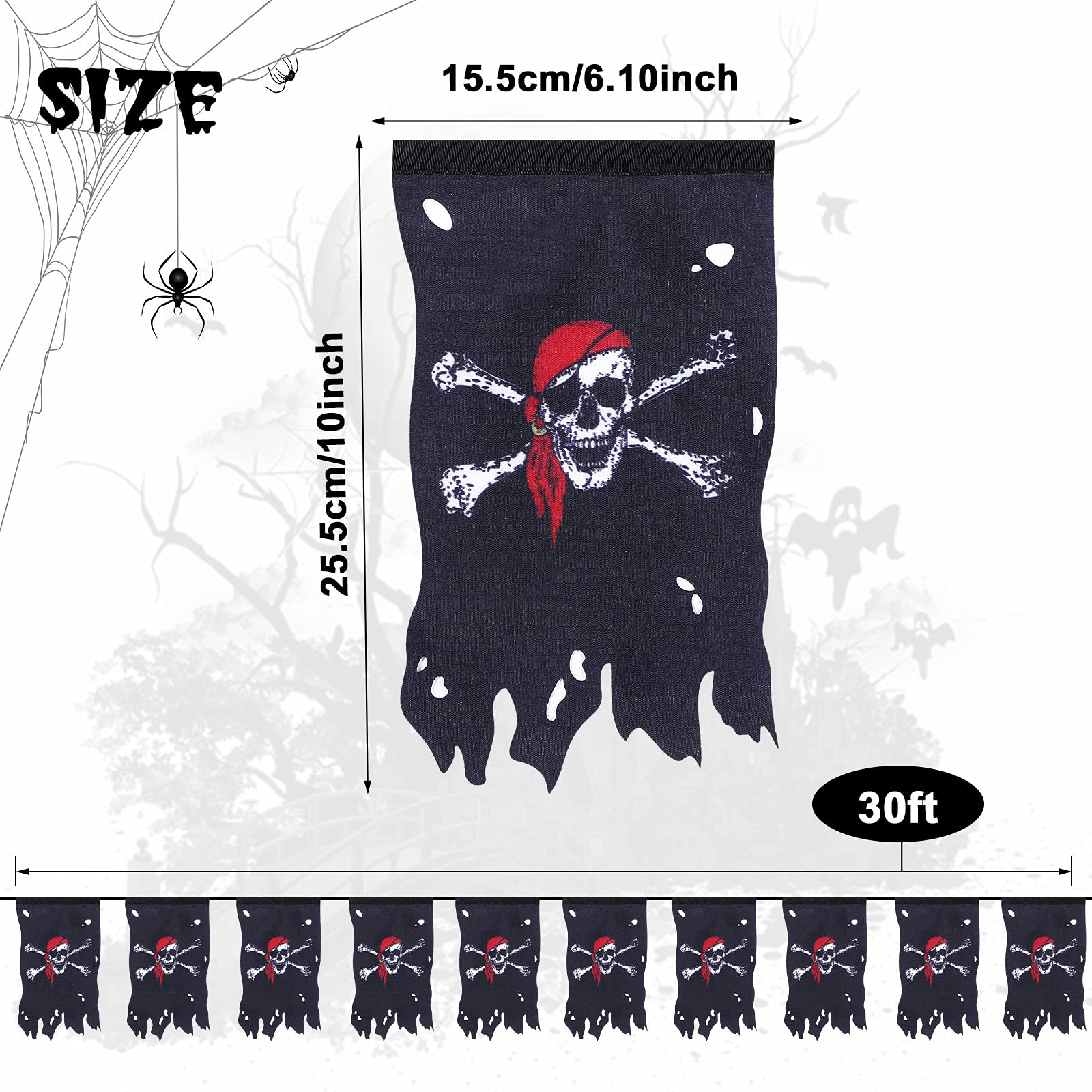 Snapklik.com : Tatuo 90 Feet Long Pirate Flag Banner Pirate Party ...