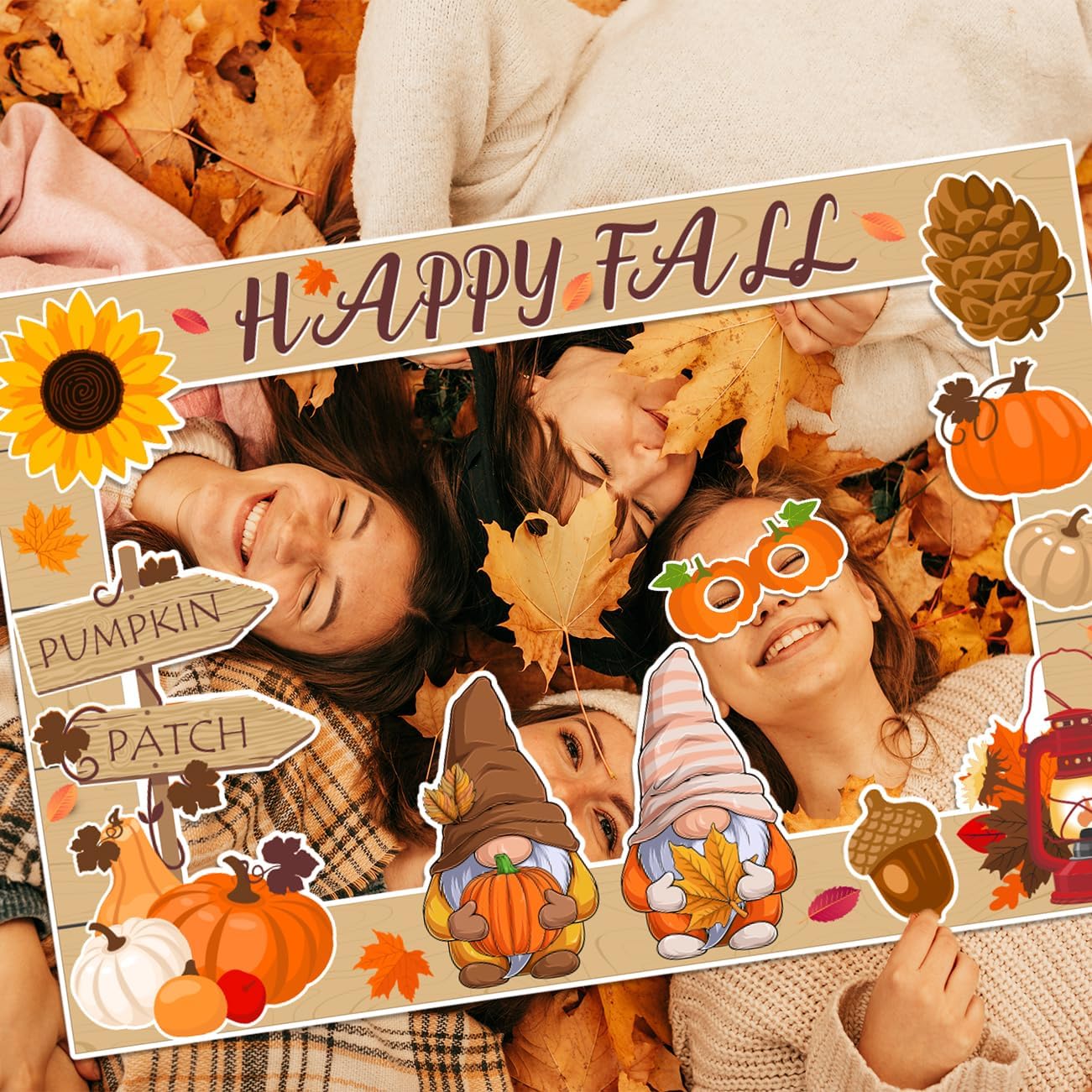 Fall Decor Happy Fall Gnomes Pumpkin Photo Booth Props for Autumn Festival