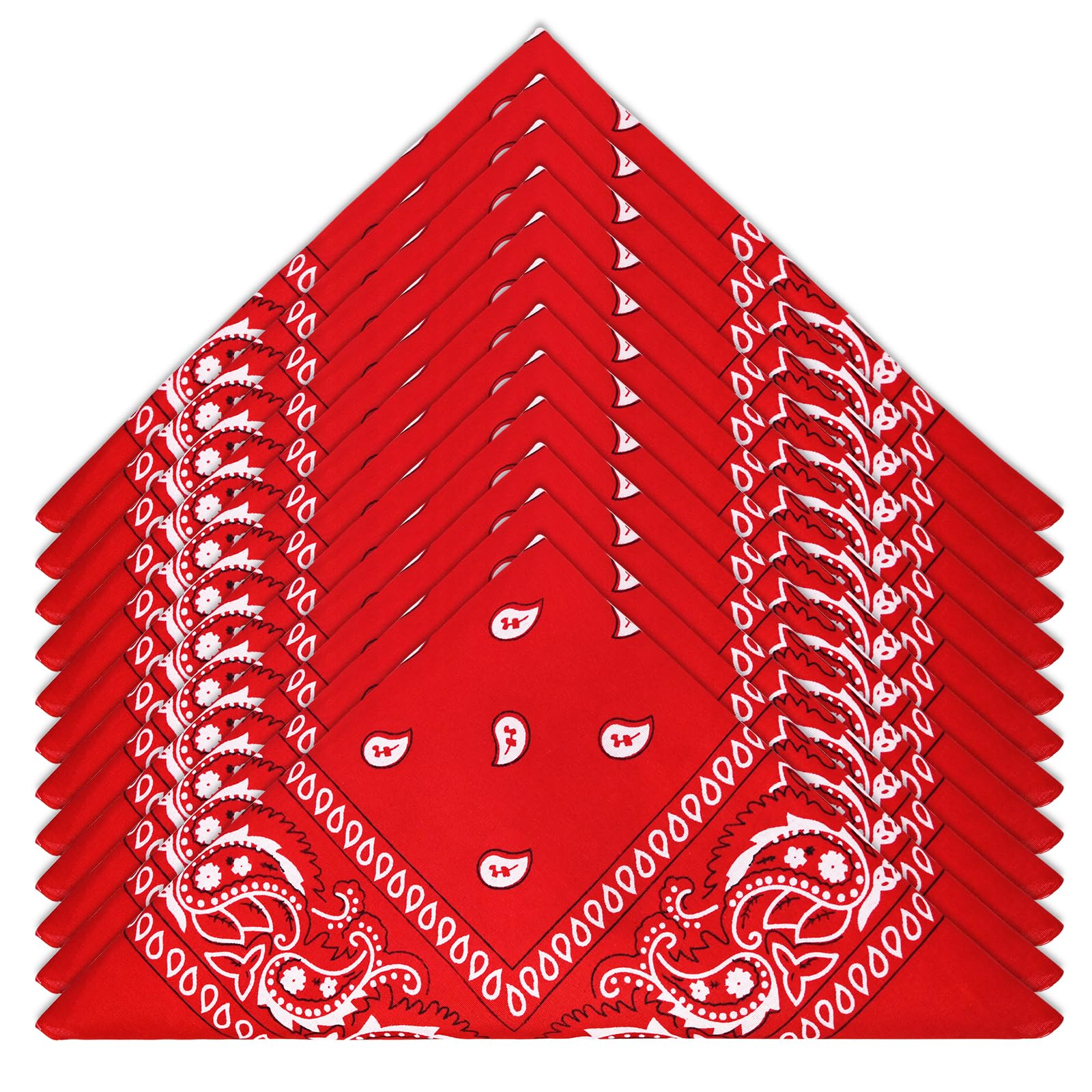 Foulard Carré para Hombre y Mujer, Pack de 12 Bandanas Paisley Estilo Cowboy