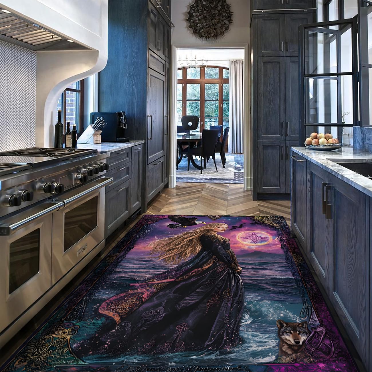 Tapis de filles magiques et loups pour chambre de jeu fantastique violette 160x230