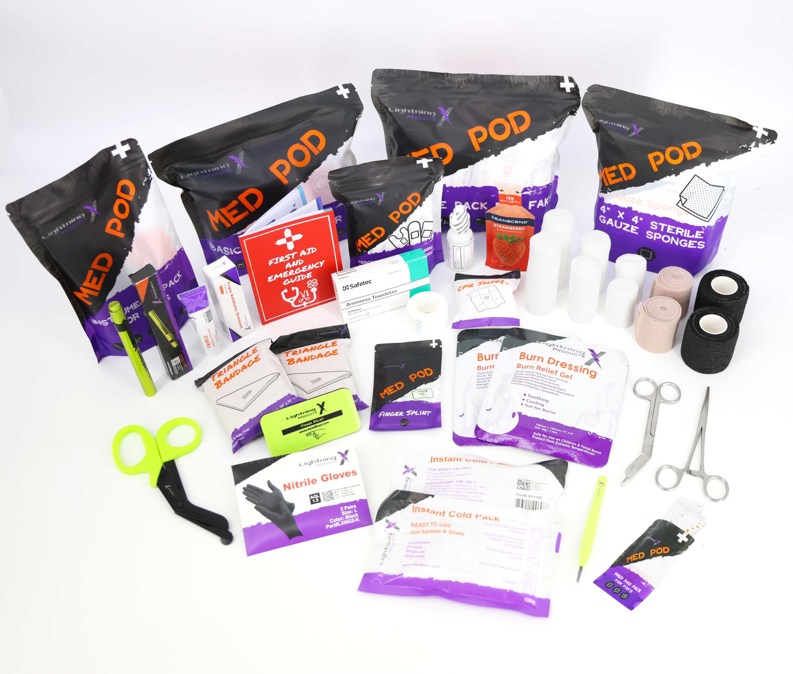 Lightning X Bolsa EMT de primeros auxilios de tamaño mediano | LXMB25 | Kit de primeros auxilios totalmente abastecido con más de 200 suministros BLS - Naranja