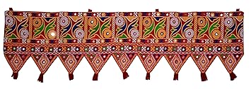 Purpledip Cotton Bandhanwar (Bandharwal Toran) 'Pure Joy': Door Hanging Window Valance Tapestry; Ethnic Indian Decor (12447C)