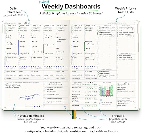 Miniatura 4 de Planificador de objetivos, sin fecha, mensual, semanal, diario, agenda de productividad 2020-2021, vida optimizada, establecimiento de objetivos y