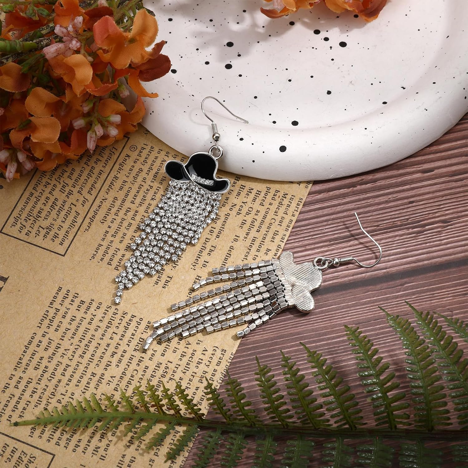 Western Jewelry for Women,Sparkly Rhinestone Cowgirl Accessories for Women Includ White Cowgirl Hat Pendant Necklace Set White Cowboy Boot Earrings with Wild West Country Rustic Style - Image 3