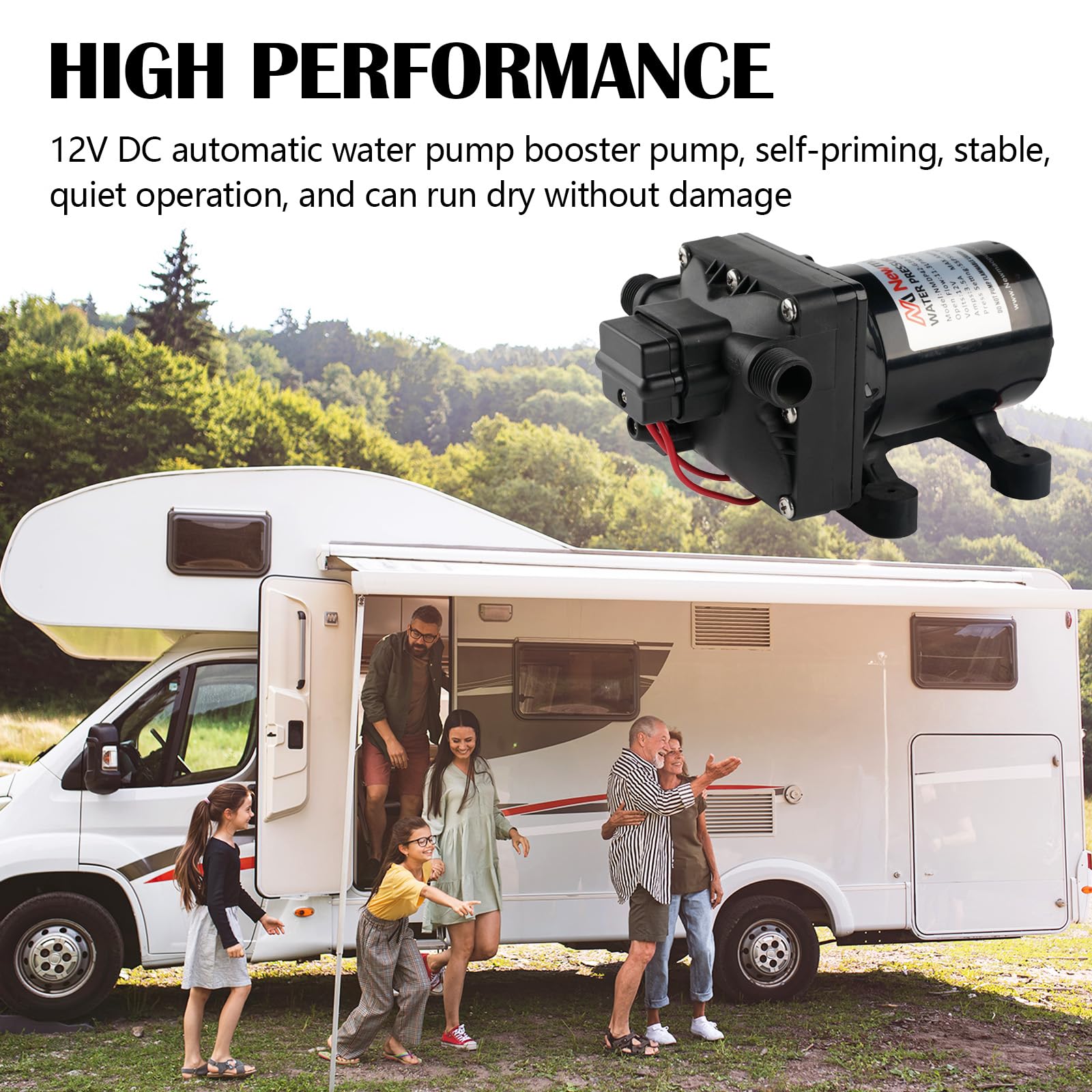 Pompa Acqua Autoadescante 12V, Pompa A Membrana 3.0GPM 11.3LPM