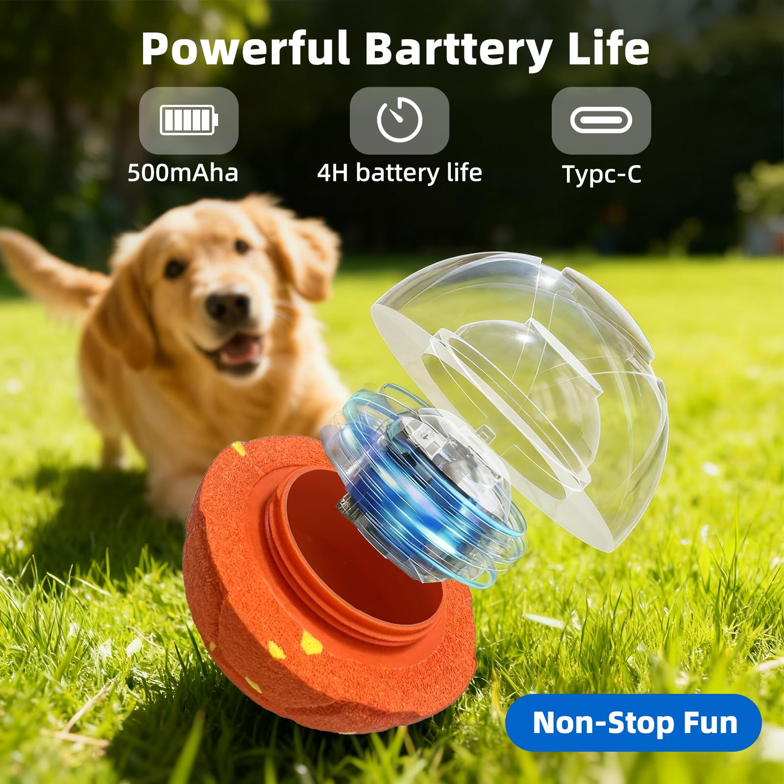 Pelotas para Perros Juguete Interactivo Inteligente Juguete con 3 Modos de Juego para Perros Medianos y Grandes con Función de Rodadura Automática Indestructible Impermeable Recarga
