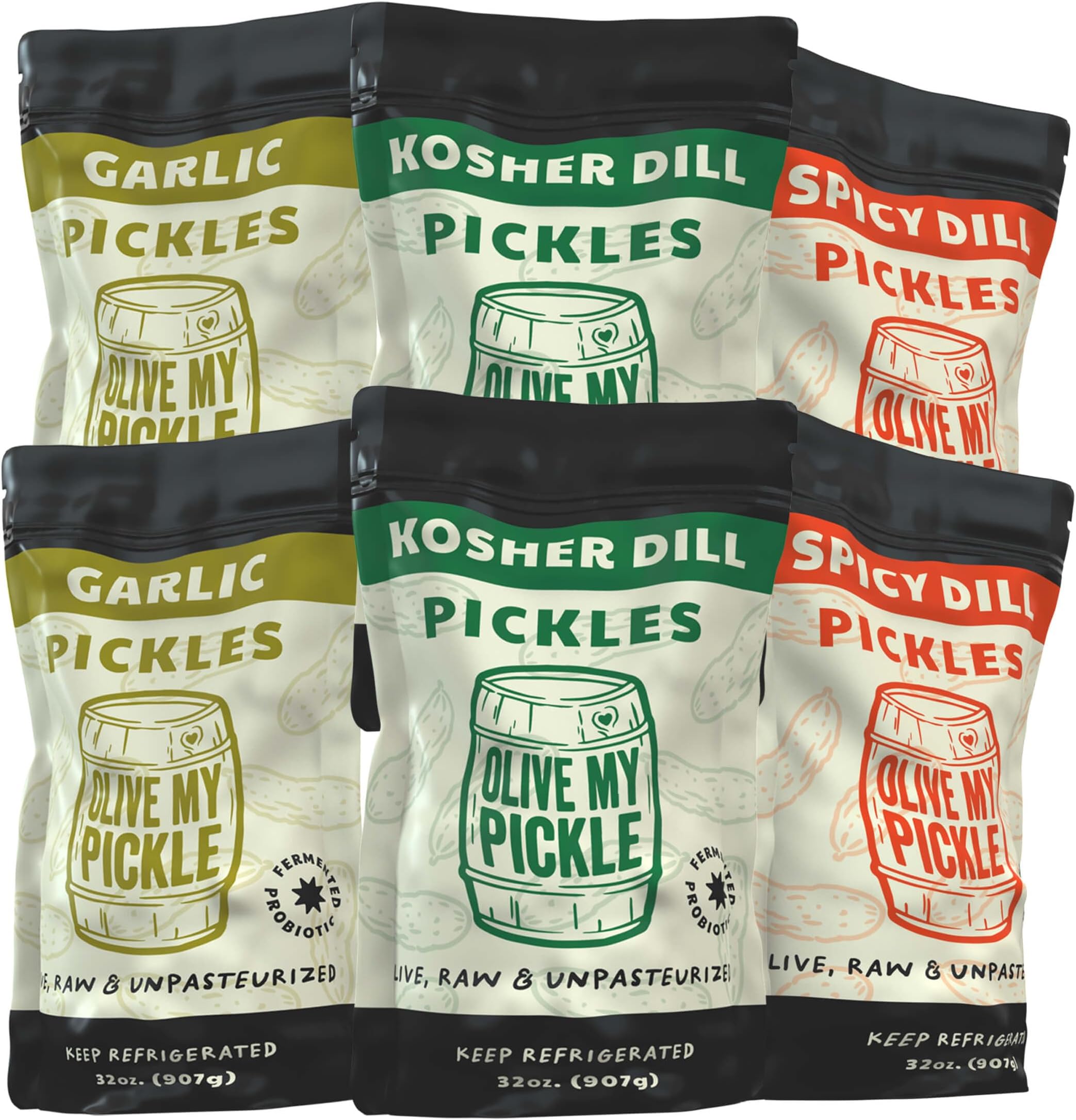 Olive My Pickle Fermented Pickles Probiotic Variety Pack