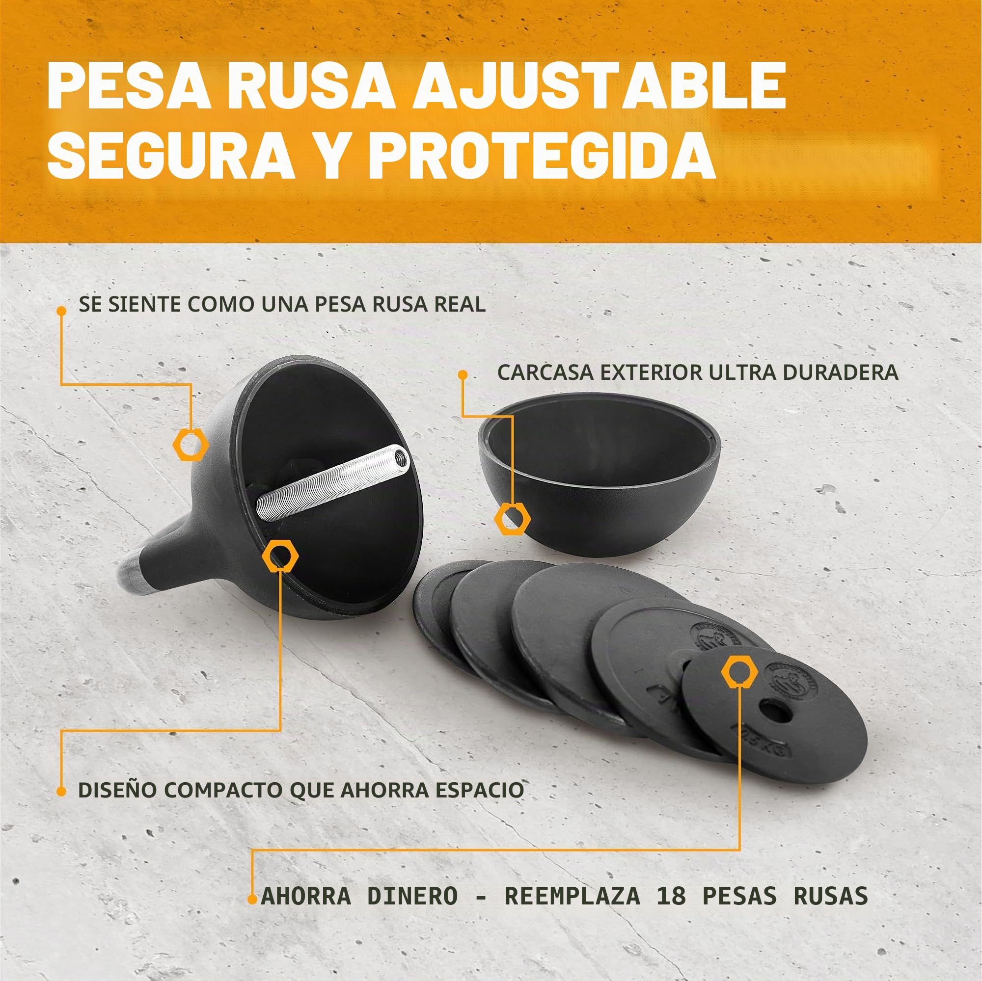 Bells of Steel Pesa rusa ajustable – Gimnasio comercial y en casa – Pesas rusas de entrenamiento de fuerza para entrenamientos de cuerpo completo – Cierre de tornillo para discos de peso – Mango