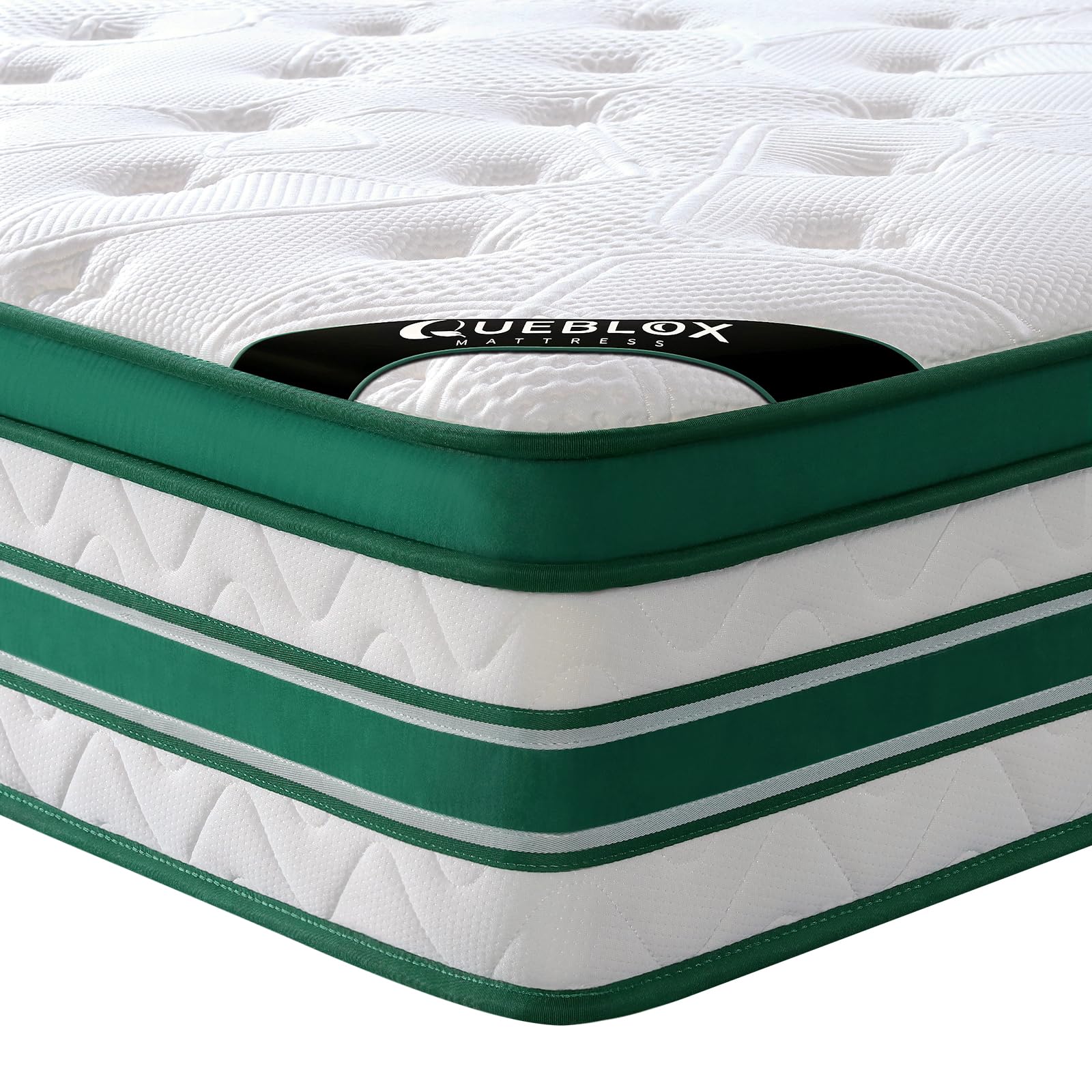 Queblox Matelas 140x190cm, Hauteur 28cm, Matelas en boîte, 7-Zone Pocket Sprung Mattress, Fermeté Moyenne, Isolation des mouvements, 140x190x28 cm Matelas Double