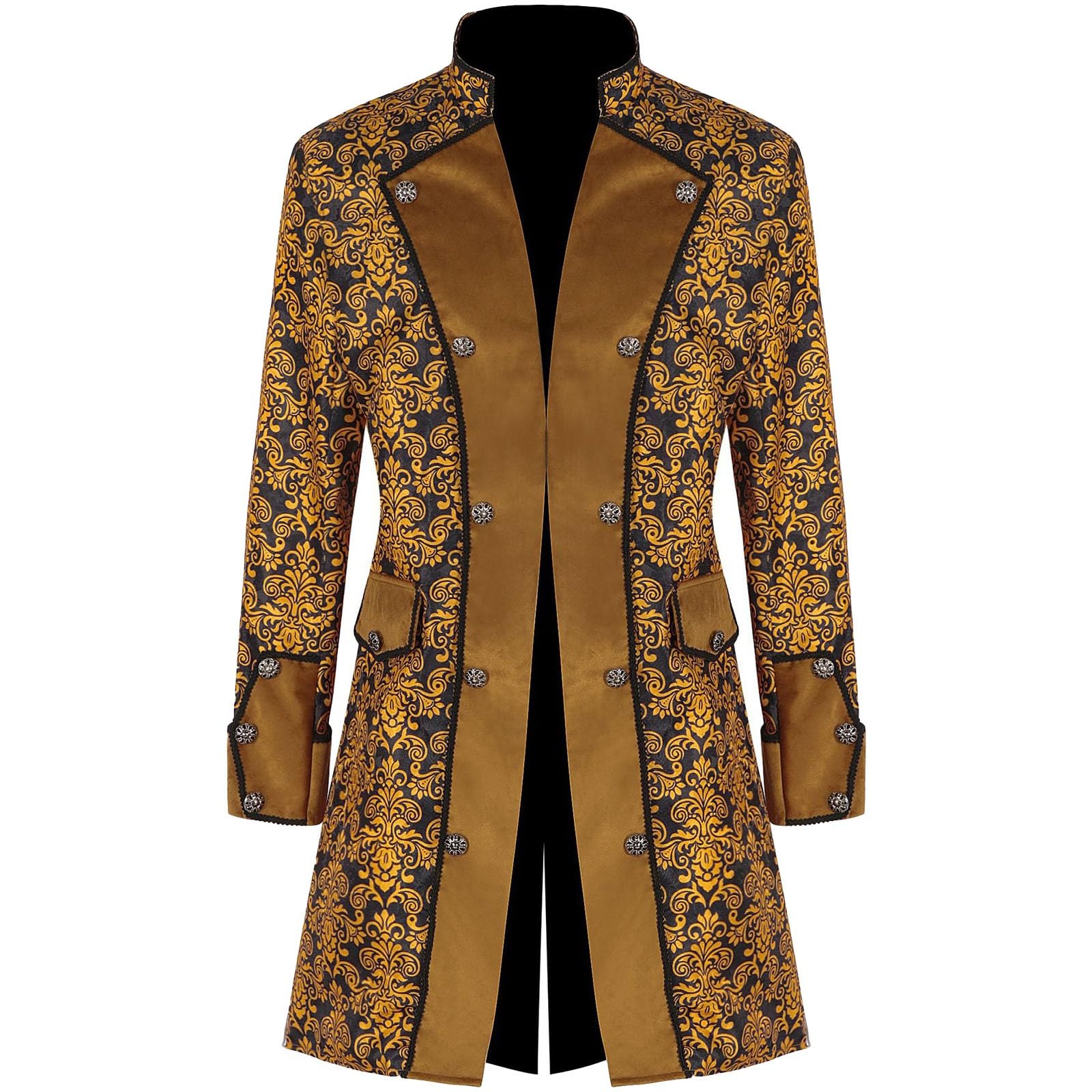 Mittelalter Steampunk Herren, Mittelalter Kleidung Herren, Smoking Mittelalter Kleidung Herren Frack Jacke Steampunk Mantel Gothic Vikings Gehrock Für Karneval Fasching Kostüm