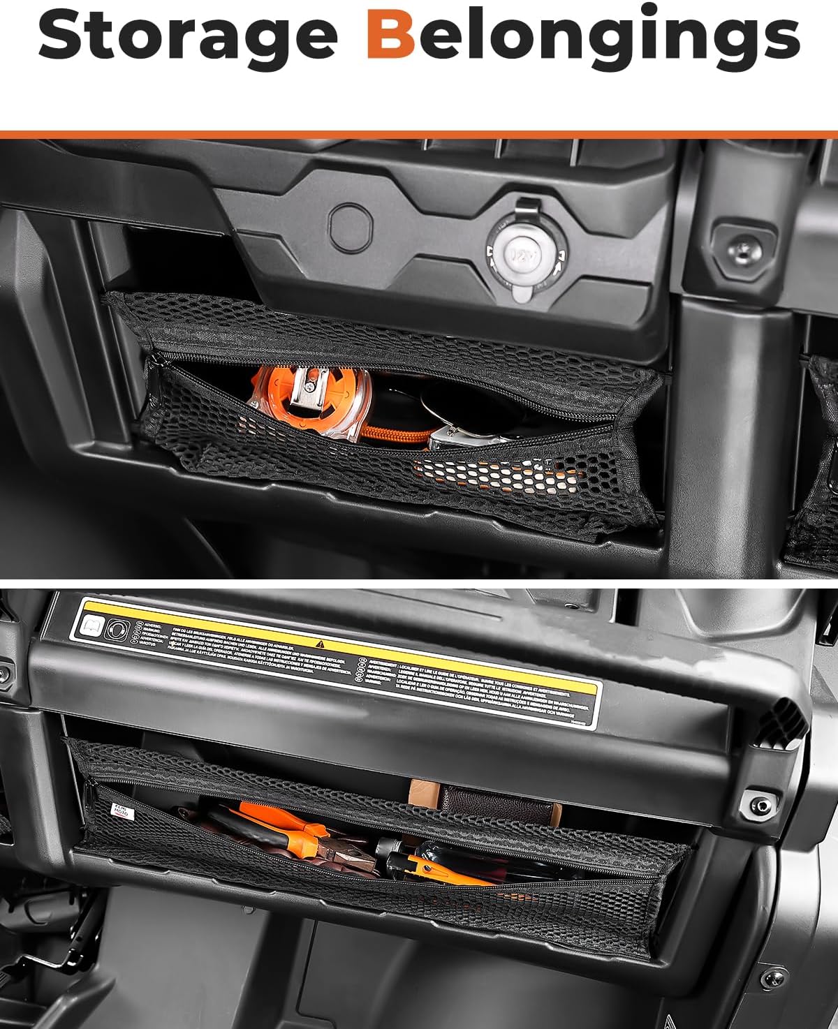 KEMIMOTO Dash Storage Nets 2pcs, Compatible with Can-Am Defender & Defender MAX, Dashboard Storage Nets OE Replace 715003129