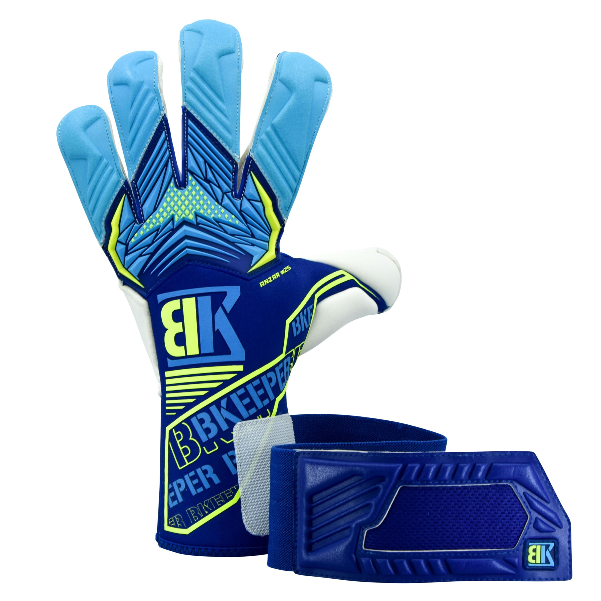 Gants de Gardien ANZAR #25, Bleu, Coupe Hybride, pour Adultes, Mousse Professional Next
