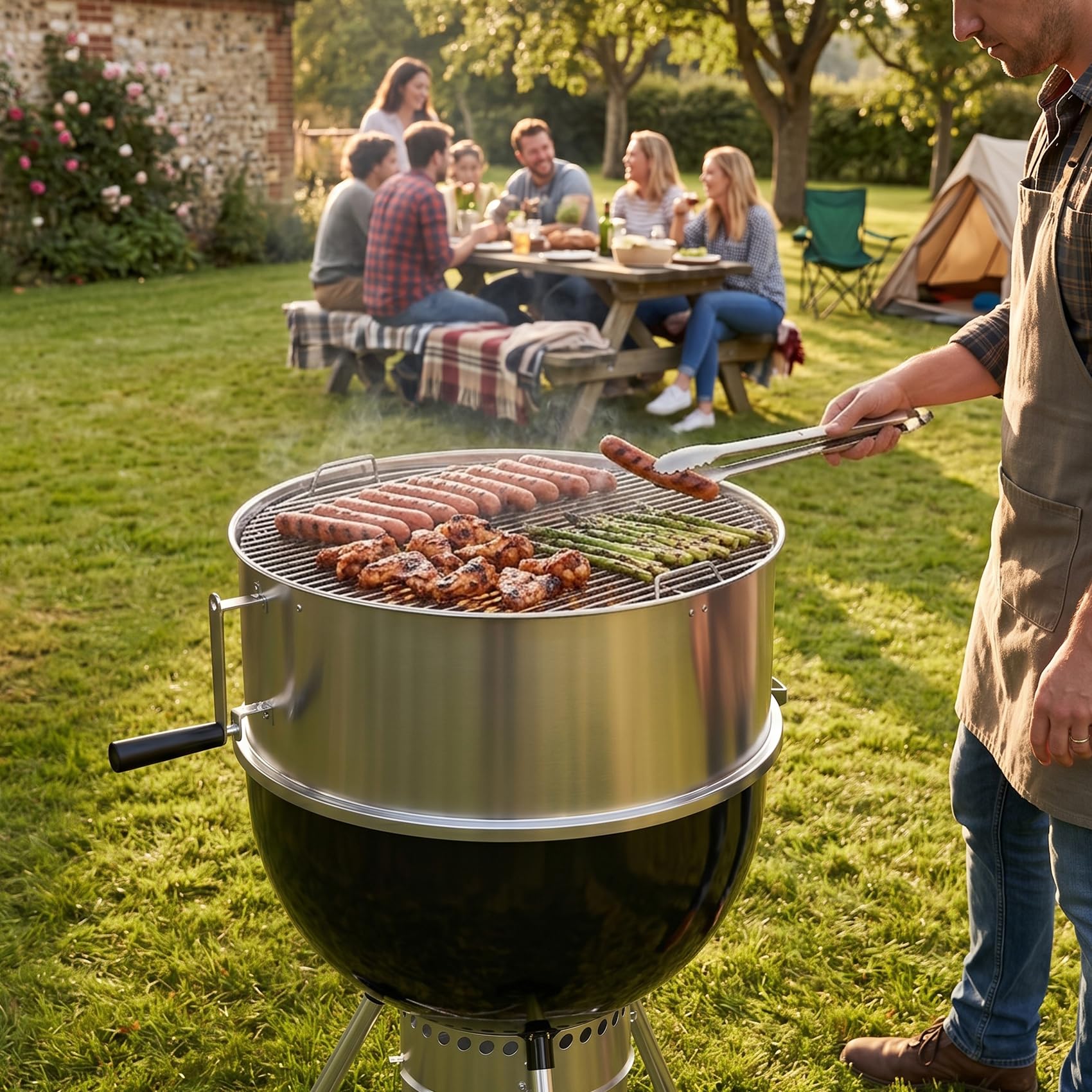 onlyfire Griglia Santa Maria per Weber Barbecue a Carbone Kttele da 57 cm | con Griglia per Carbone Regolabile, Controllo Preciso della Temperatura per Rosolatura e Cottura Lenta a Bassa Temperatura
