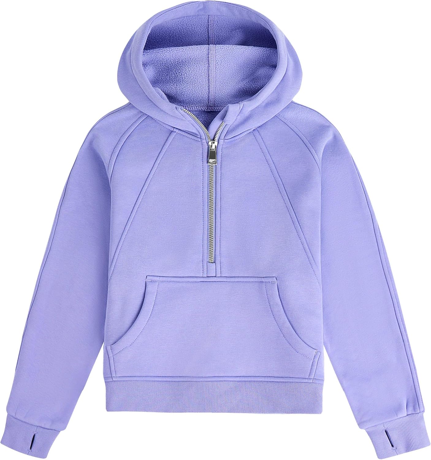 SANTINY Girls Sweatshirt Half Zip Up Fleece Hoodies Crop Tops for Kids Pullover Long Sleeve Clothes with Thumb Hole