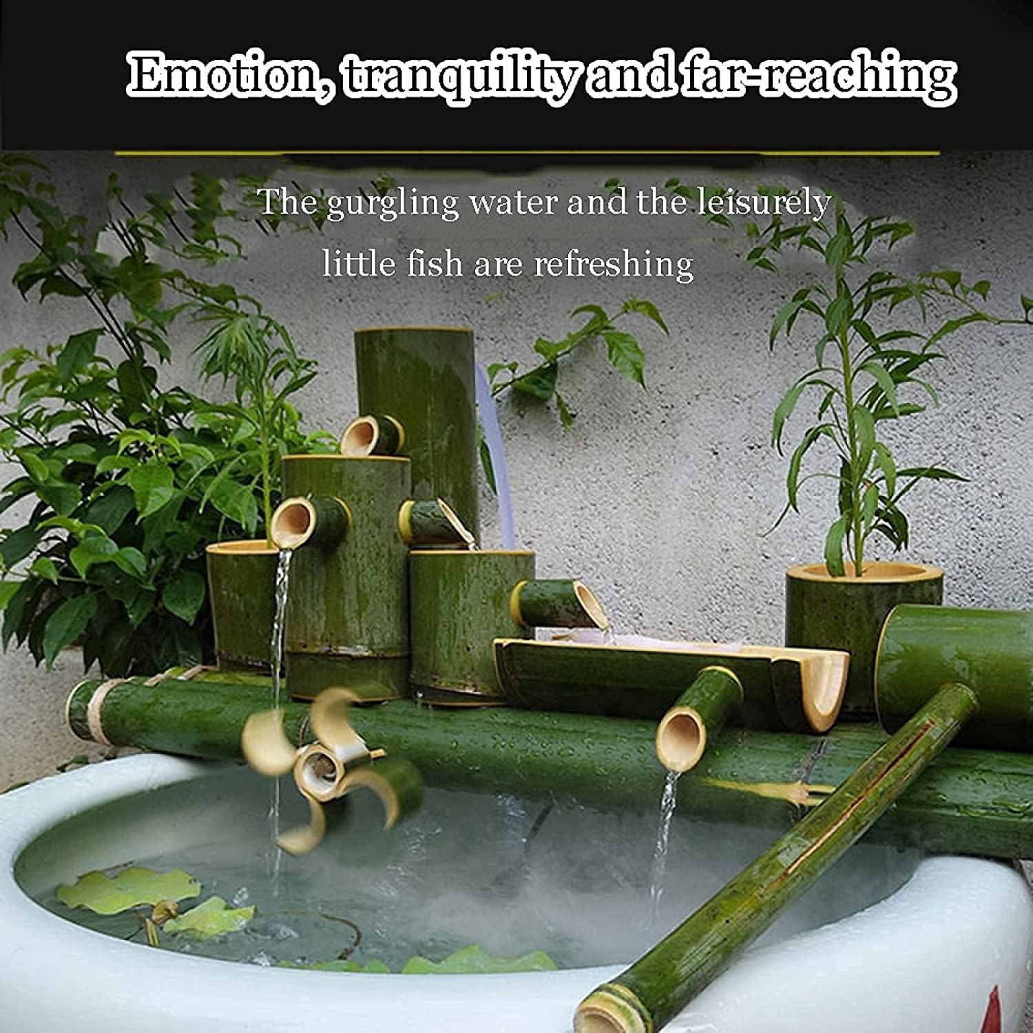 Water Features for The Garden Bird Bath Water Feature Pump Bamboo Fountain is Suitable for Decorating Fish Tanks, Stone Troughs, Ponds to Automaticall