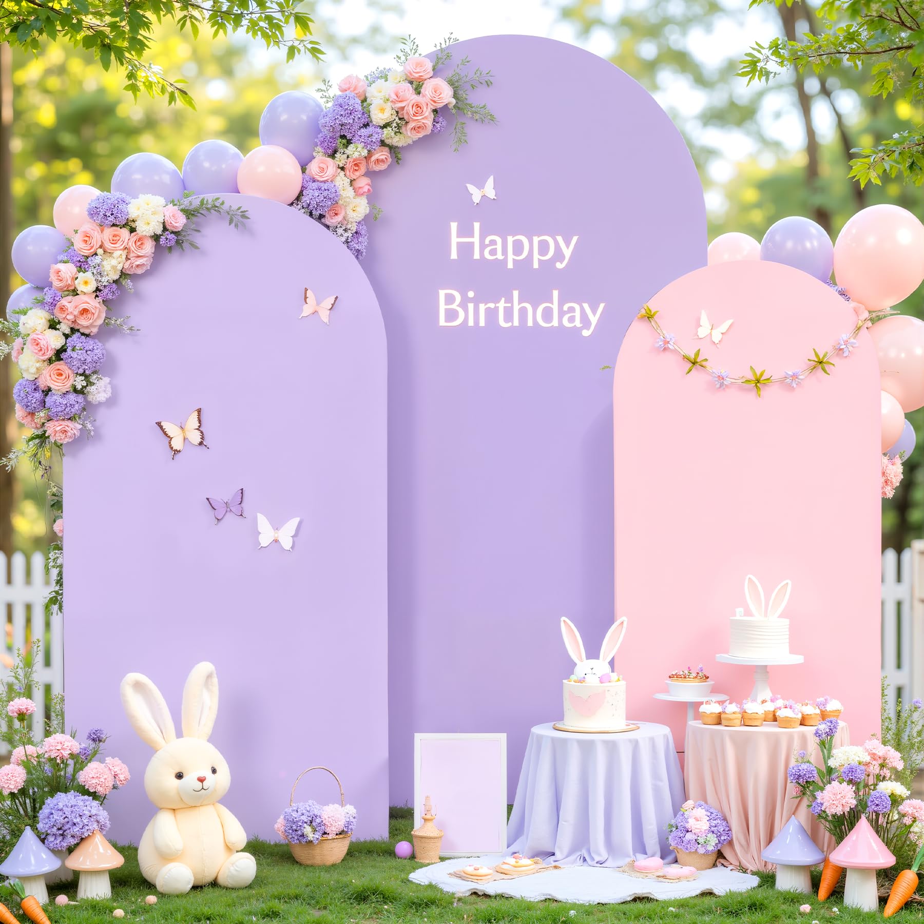 Pink and Lavender Arch Backdrop Cover 7.2FT 6.6FT 6FT Arch Covers Stretchy Backdrop Set of 3 Wedding Arch Cover Spandex Fitted Double-Color Fabric