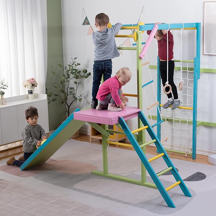 Buy Avenlur Jungle Gym Indoor Playground Sturdy Ash Wood PlaySet with
