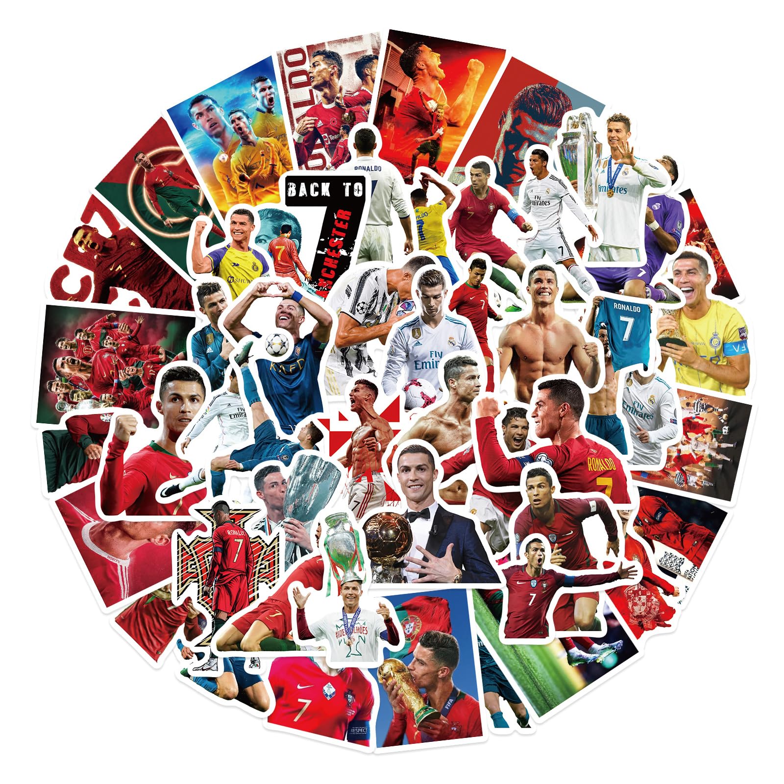 Autocollants Cristiano Ronaldo Vinyle Imperméables Lot de 50 Stickers Football