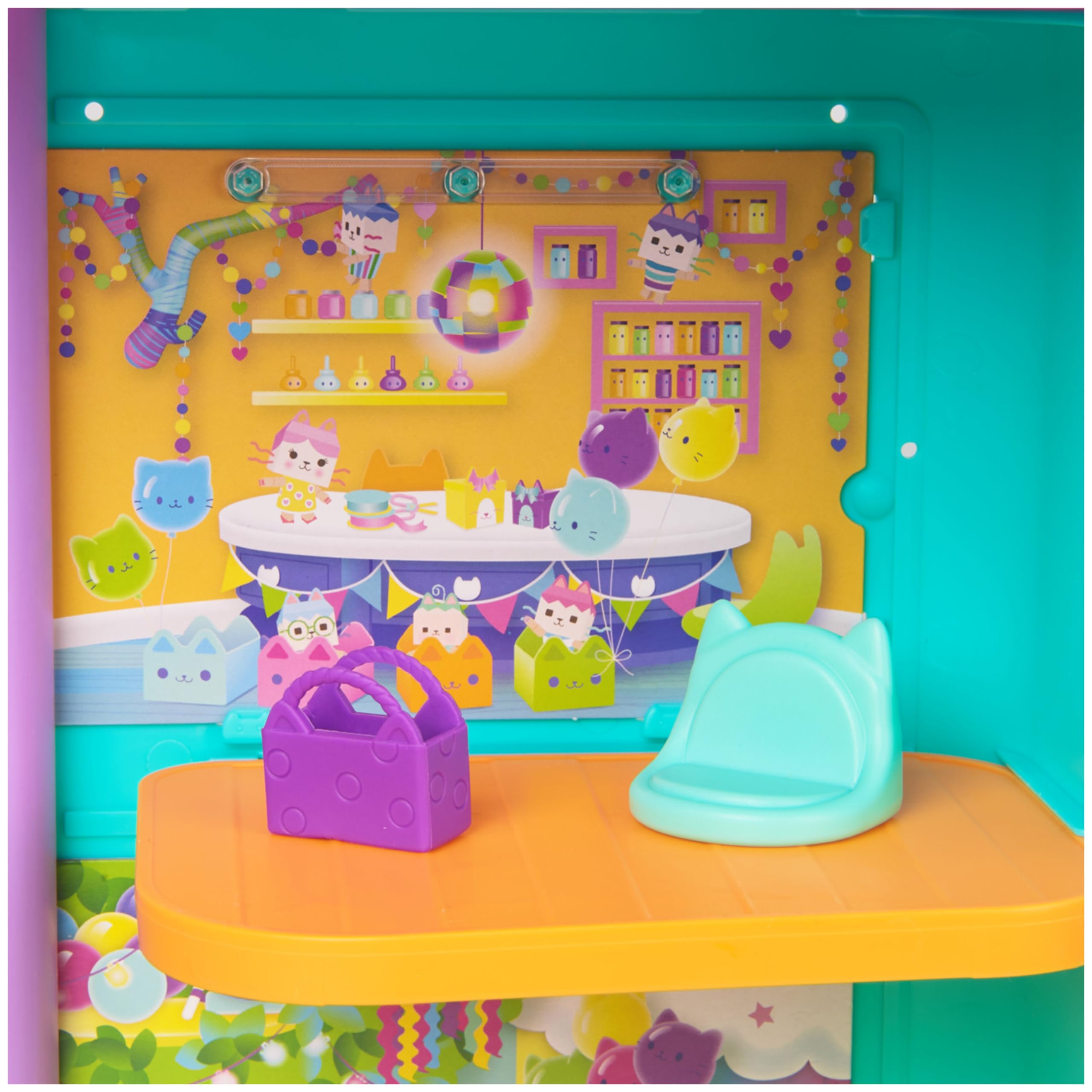 LA CASA DE MUÑECAS DE GABBY - CASA FESTIVA CON SONIDOS, FIGURA GABBY'S DOLLHOUSE, 10 ACCESORIOS ARCOIRIS Y 2 CAJAS SORPRESA - 6071380 - Juguetes Niñas 3 Años + Regalo Niña 3 años +