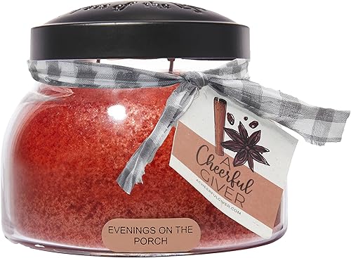 A Cheerful Giver - Tarro de vidrio perfumado Evenings On The Porch Mama (22 onzas) con tapa y fragancia fiel a la vida, fabricada en Estados Unidos