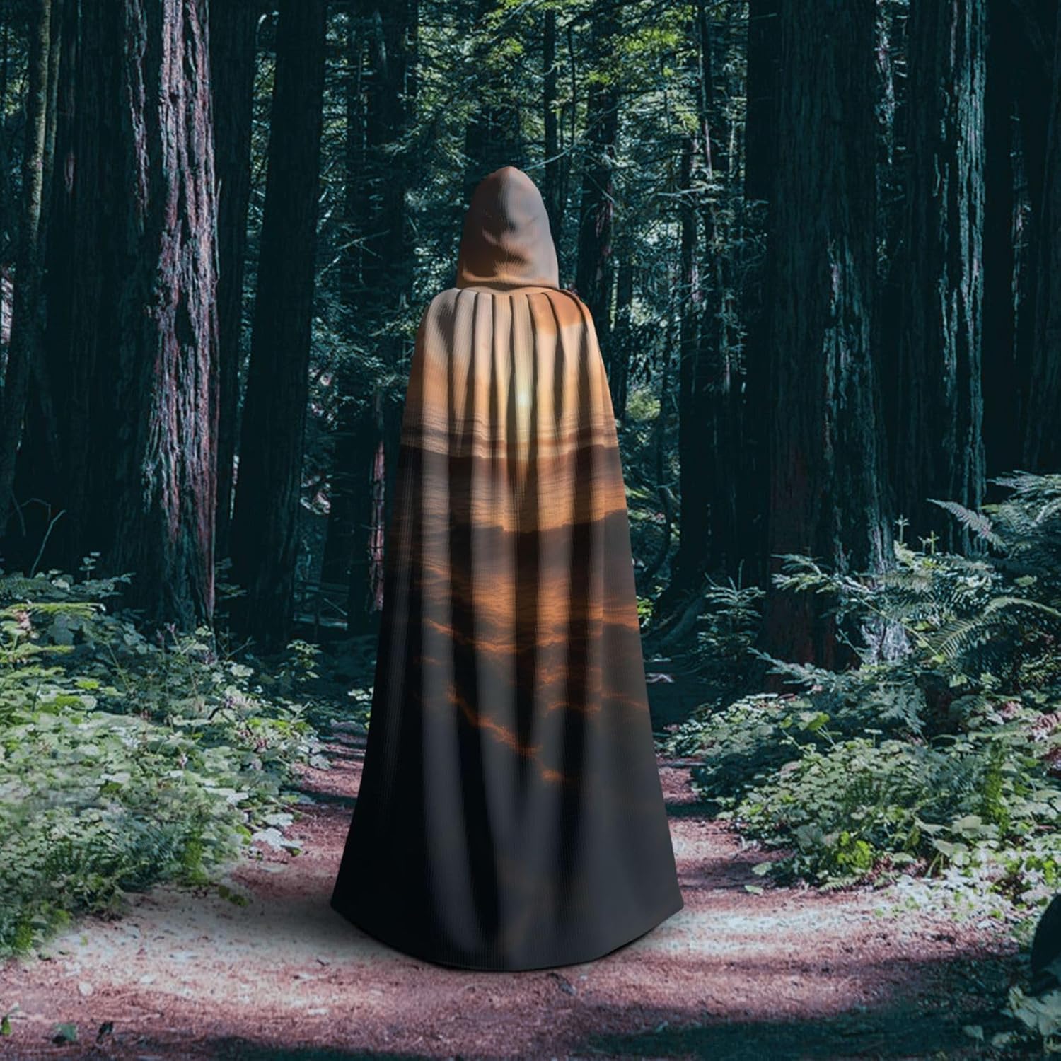 SSIMOO Beautiful Sunrise Ocean 1 Eye-Catching Cosplay Costume Cape for Women - Unisex Vampire Cloak for Halloween.