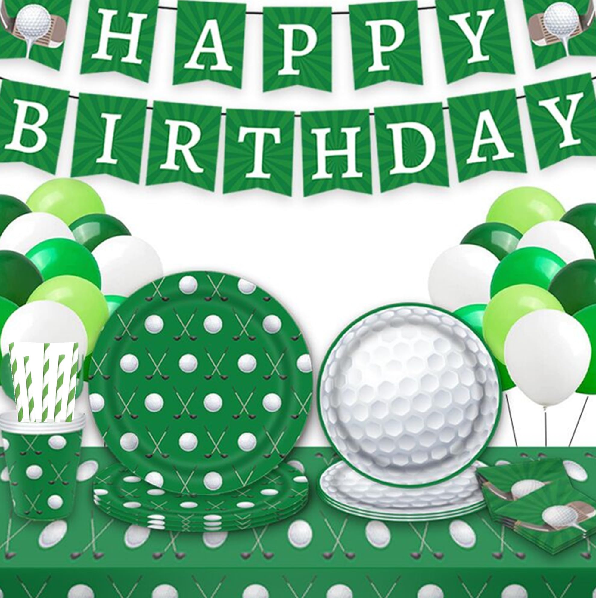 62-teiliges Golf-Party-Set – Einweggeschirr Mit Tischdecke, Tellern & Servietten Für Mottoparty