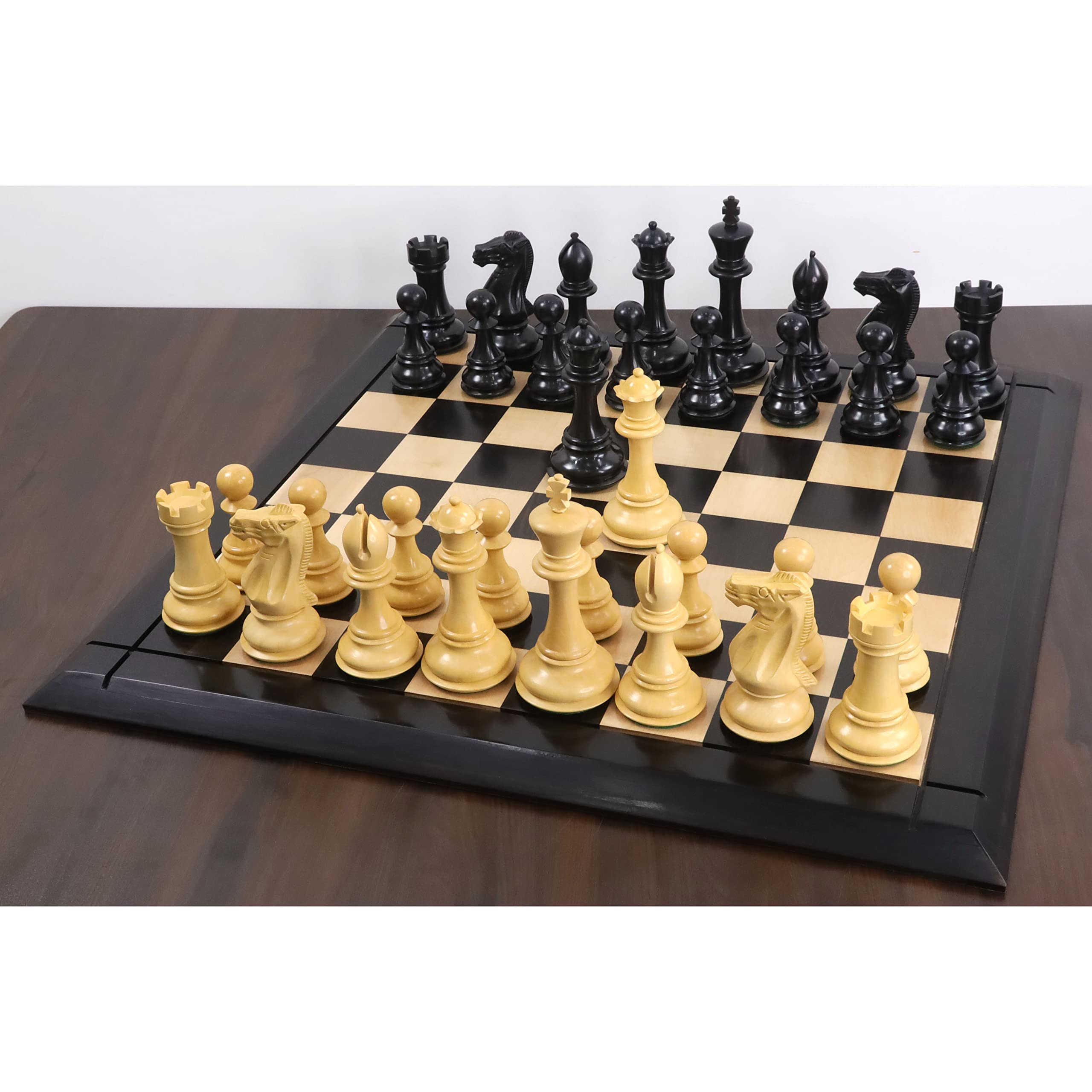 RoyalChessMall - Set di scacchi Jumbo Pro Staunton di lusso da 16 cm, in legno di ebano, peso triplo