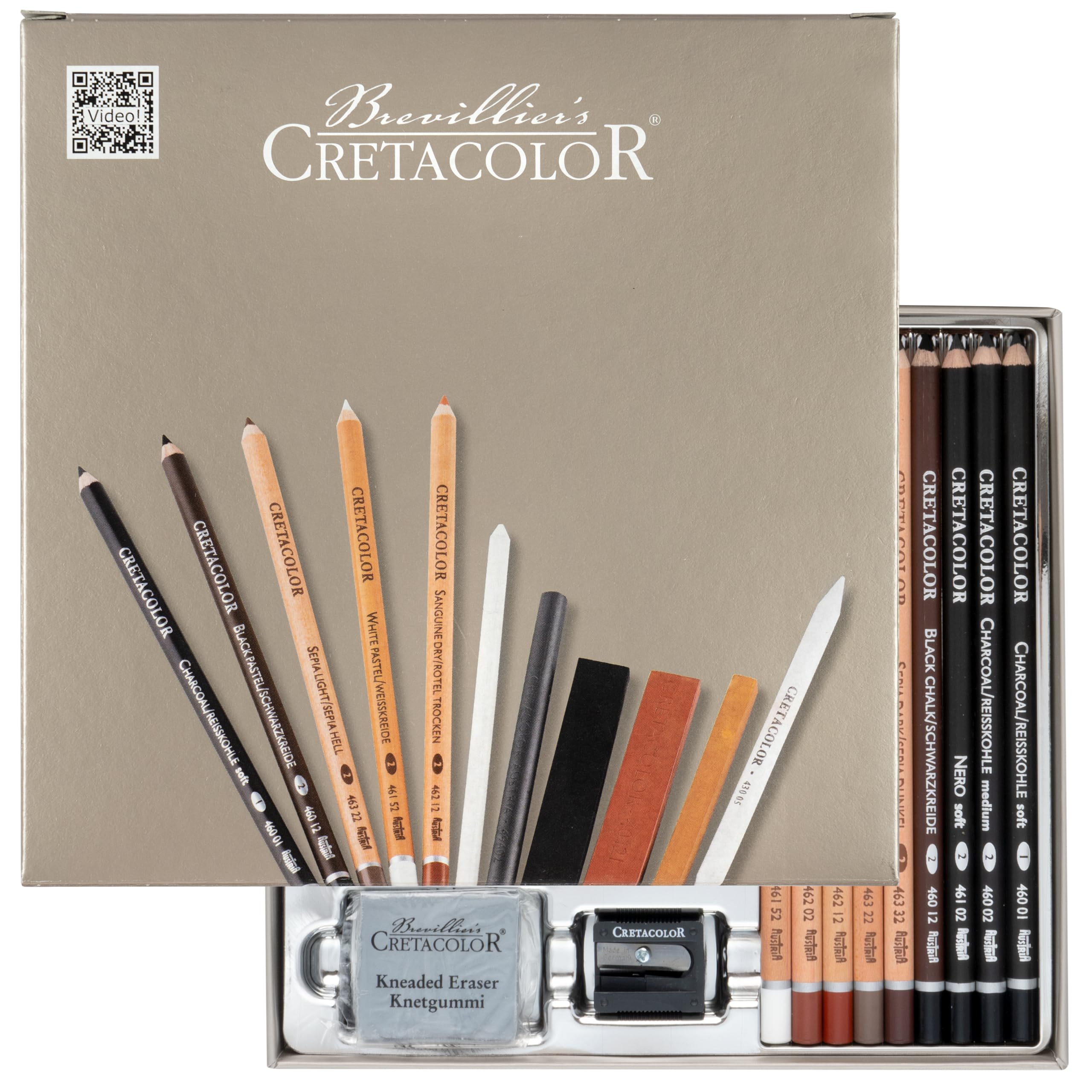Cretacolor Passion Box Drawing Piece Set, 25-teilig, Brown