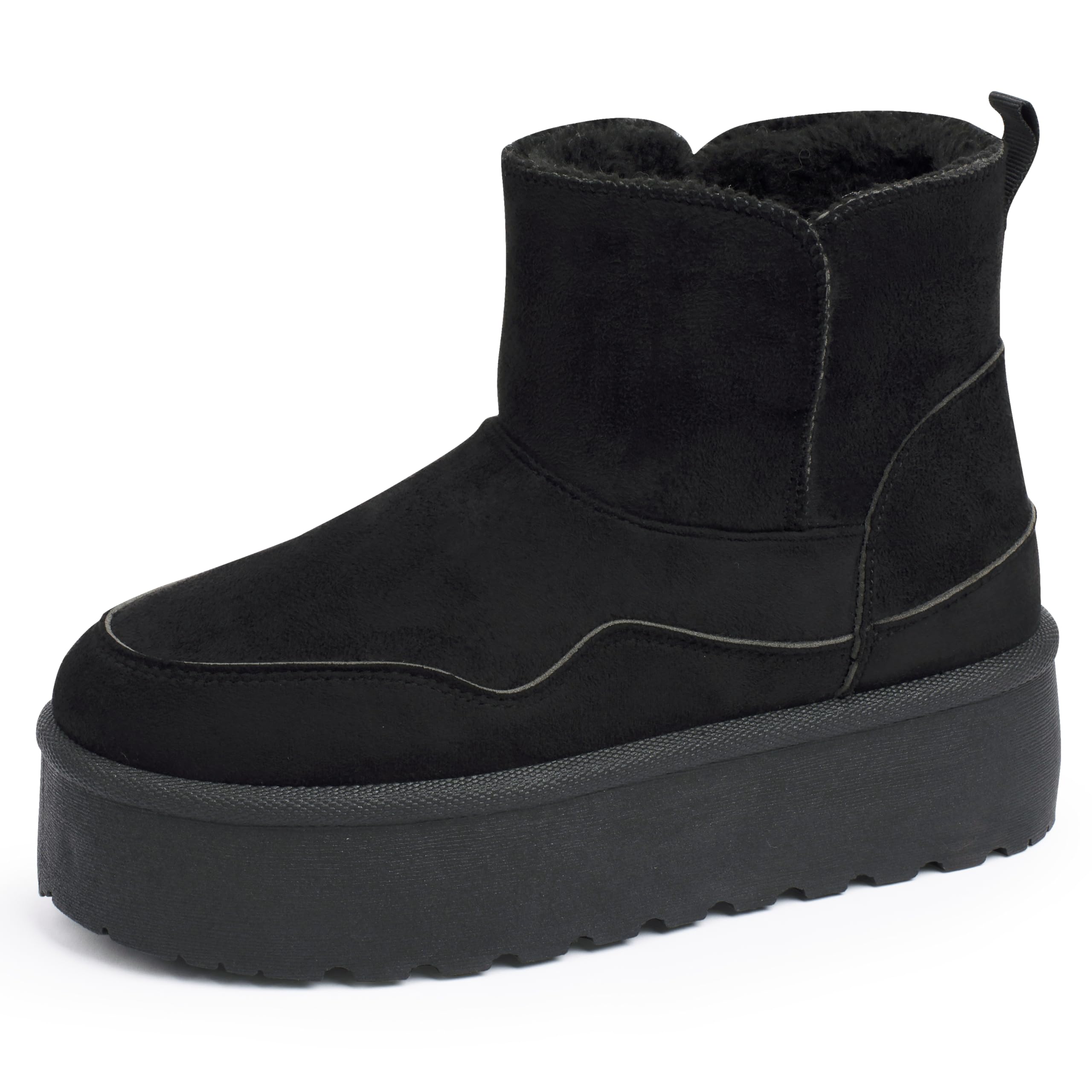 Alpine Swiss Tiana Womens Platform Mini Boots RUNS SMALL Faux Fur Lined Short Ankle Boots Slip On Warm